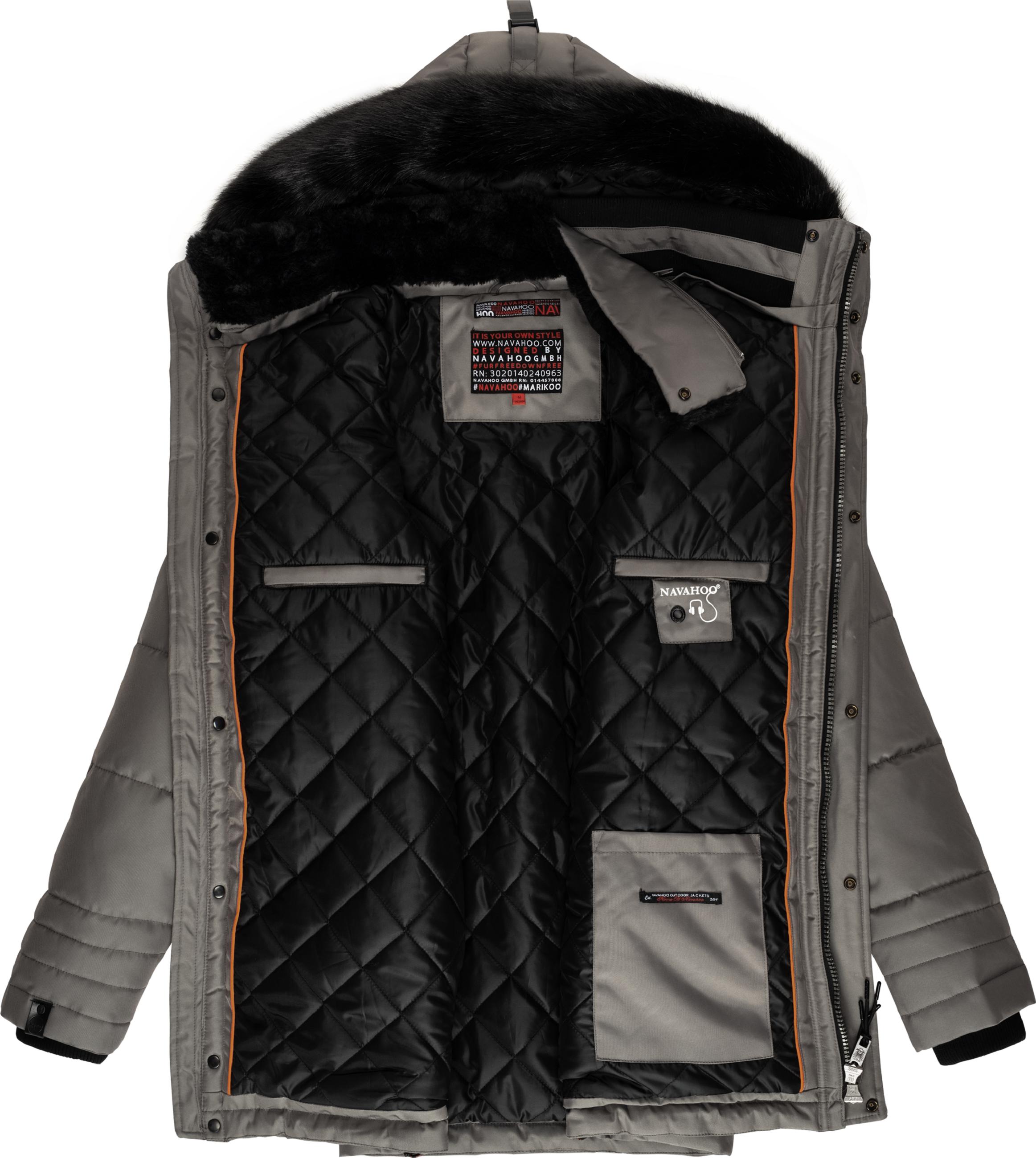 Winter Jacke Wintermantel Parka mit abnehmbarer Kunstfellkapuze Luaan Grey