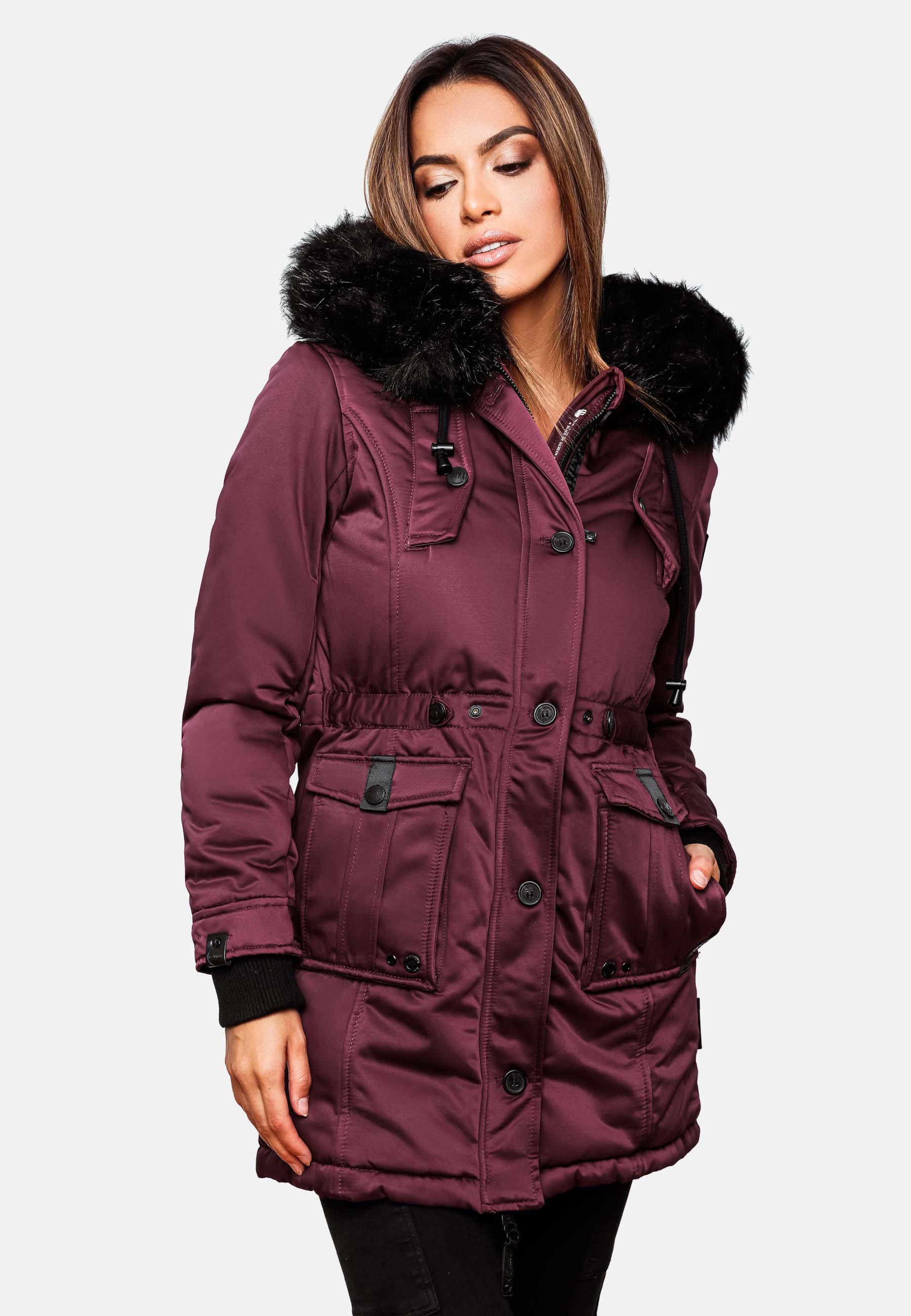 Winterparka mit abnehmbarem Kunstfell "Luluna Prc" Weinrot