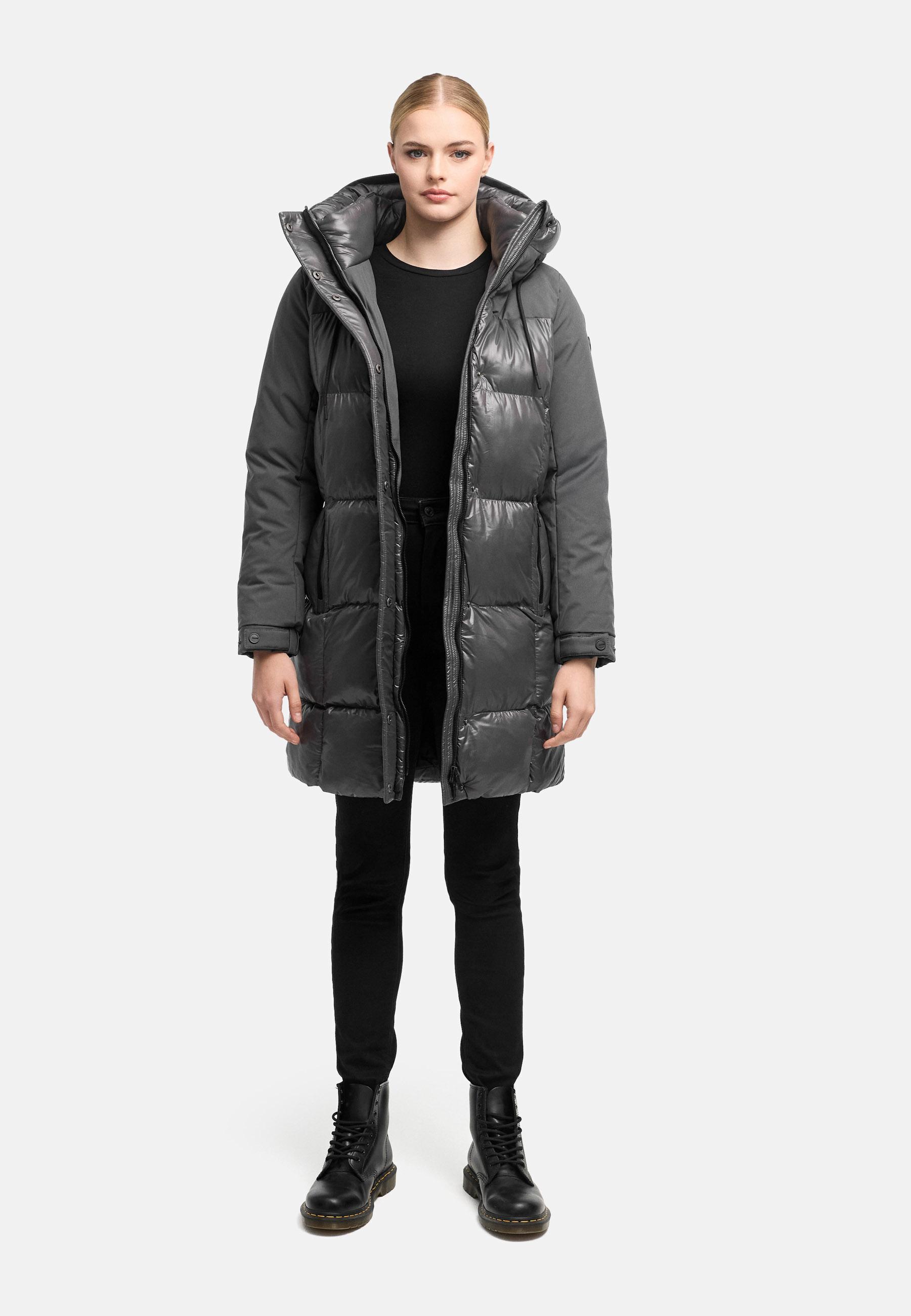 Steppmantel mit Taillengürtel "Mandelkuss 14" Anthracite