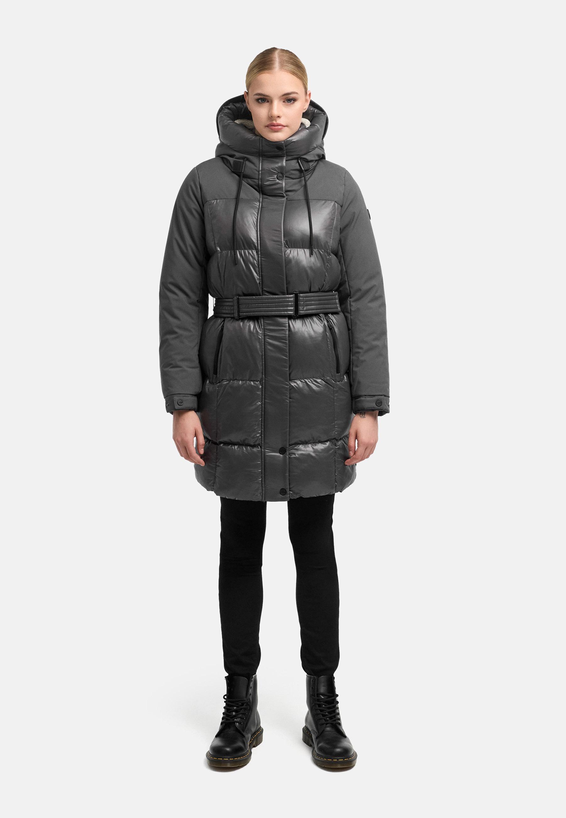 Steppmantel mit Taillengürtel "Mandelkuss 14" Anthracite