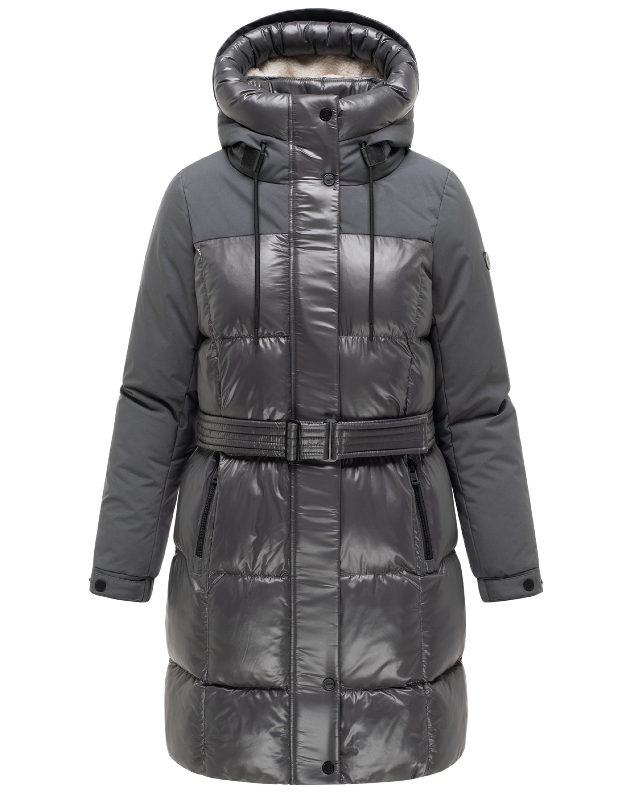 Steppmantel mit Taillengürtel "Mandelkuss 14" Anthracite