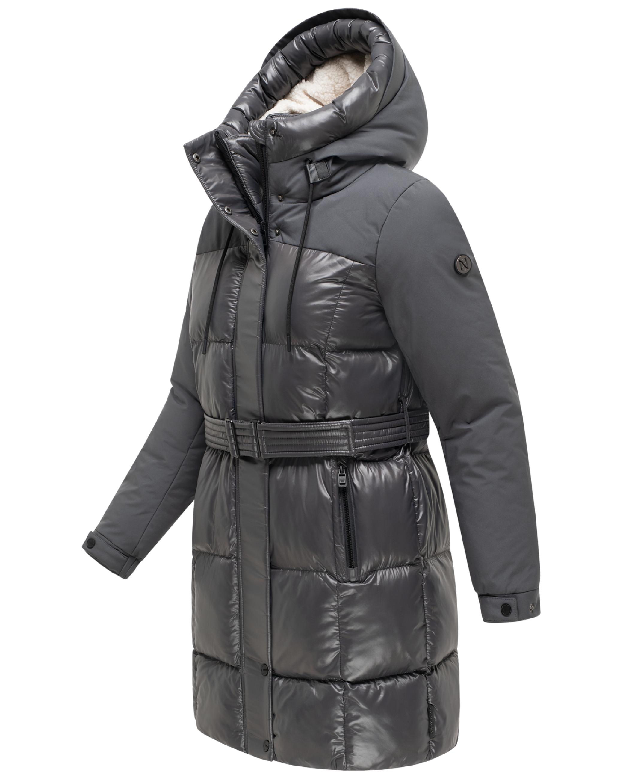 Steppmantel mit Taillengürtel "Mandelkuss 14" Anthracite