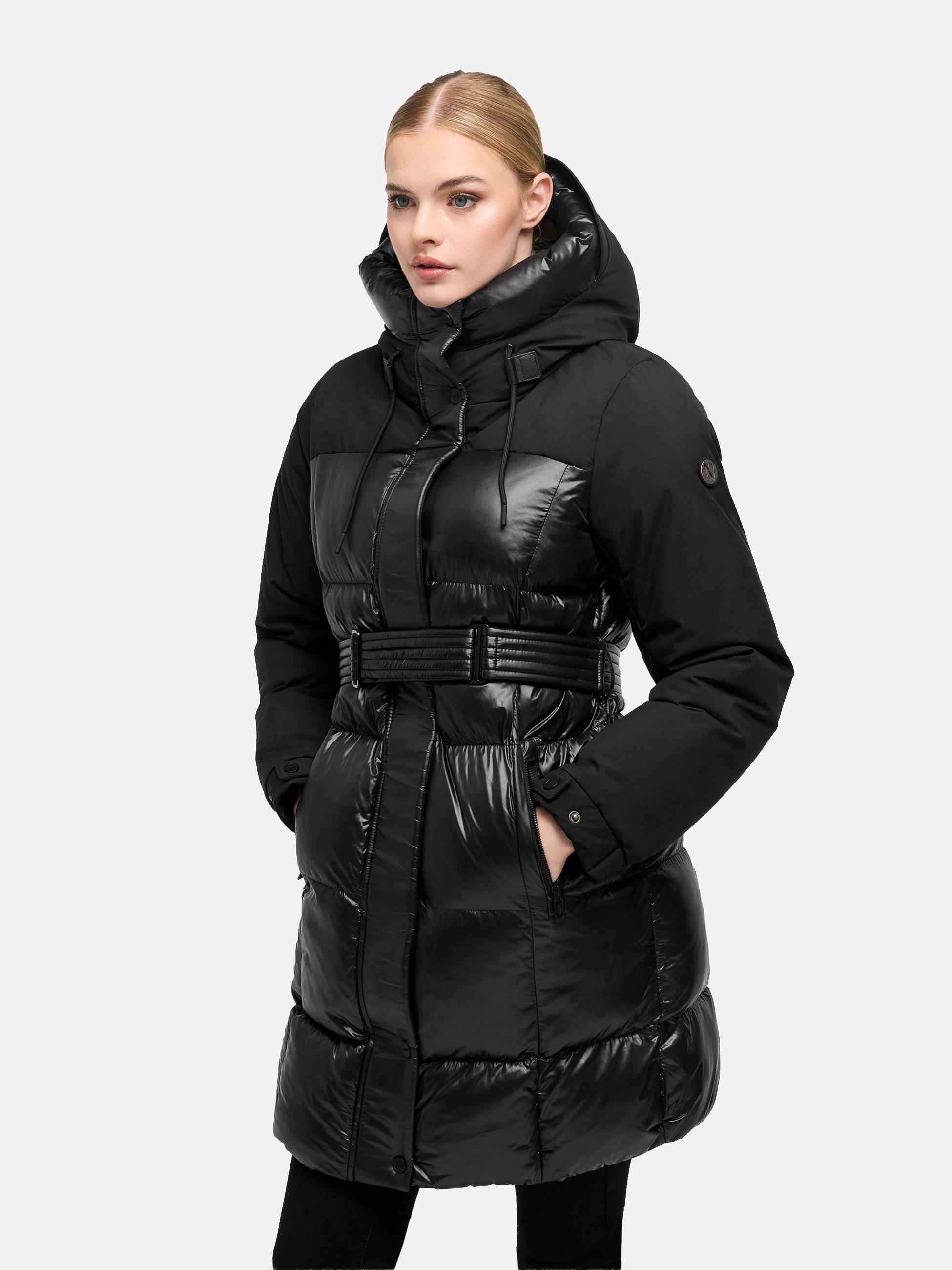 Steppmantel mit Taillengürtel "Mandelkuss 14" Black