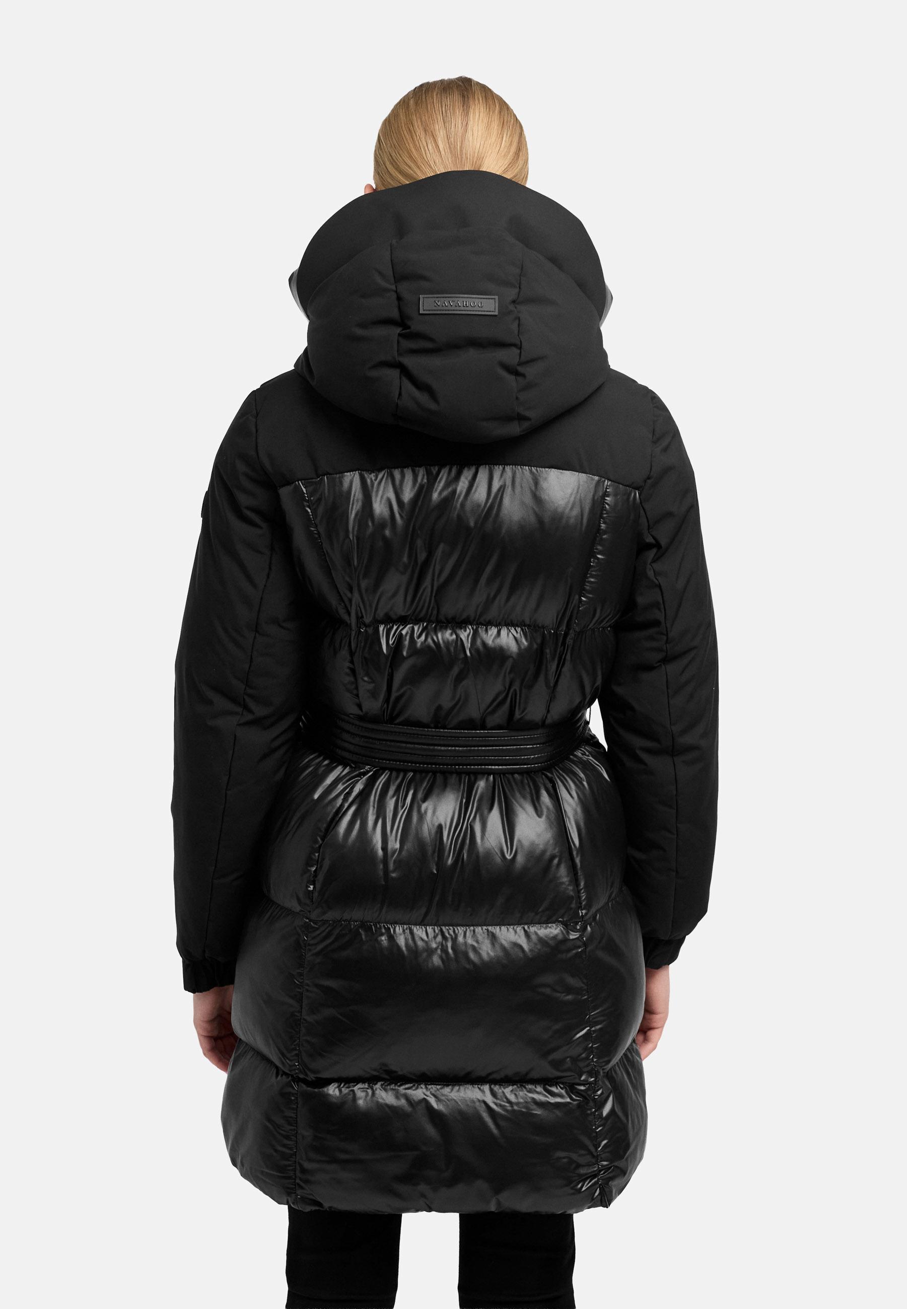 Steppmantel mit Taillengürtel "Mandelkuss 14" Black