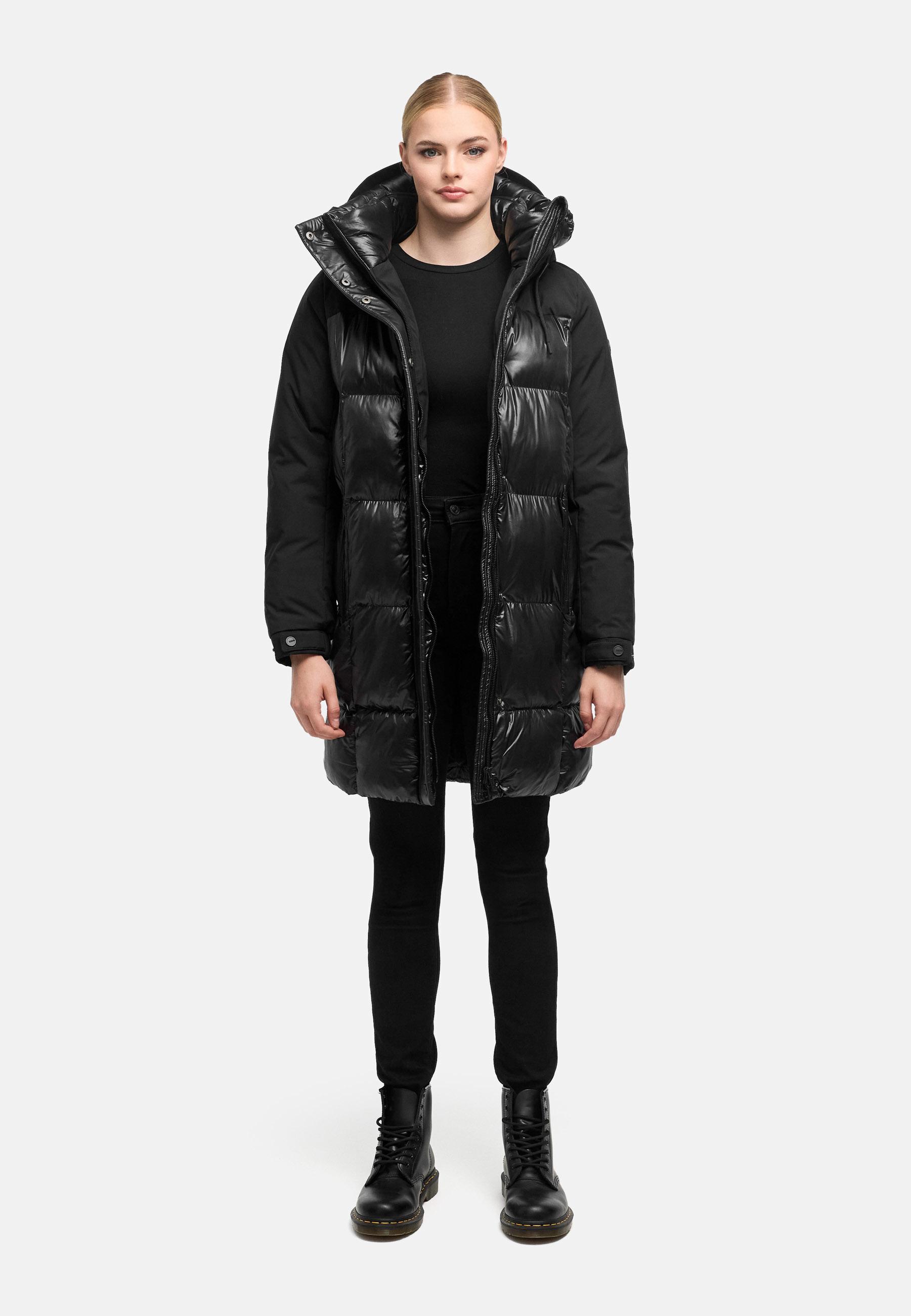 Steppmantel mit Taillengürtel "Mandelkuss 14" Black