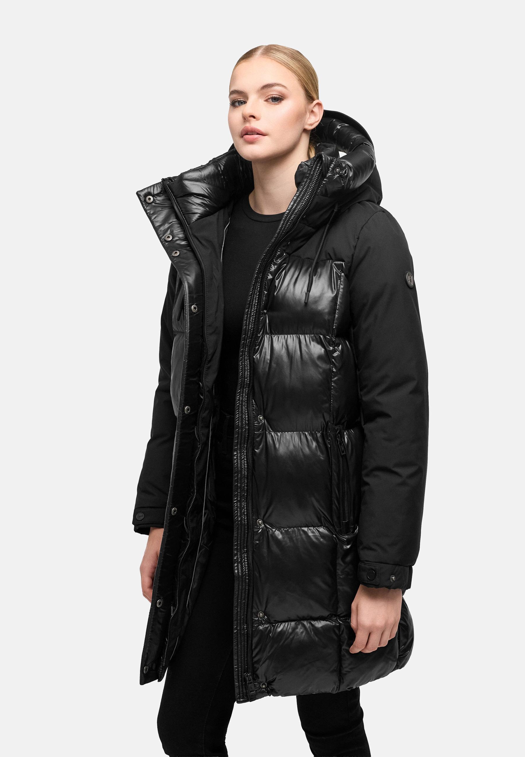 Steppmantel mit Taillengürtel "Mandelkuss 14" Black