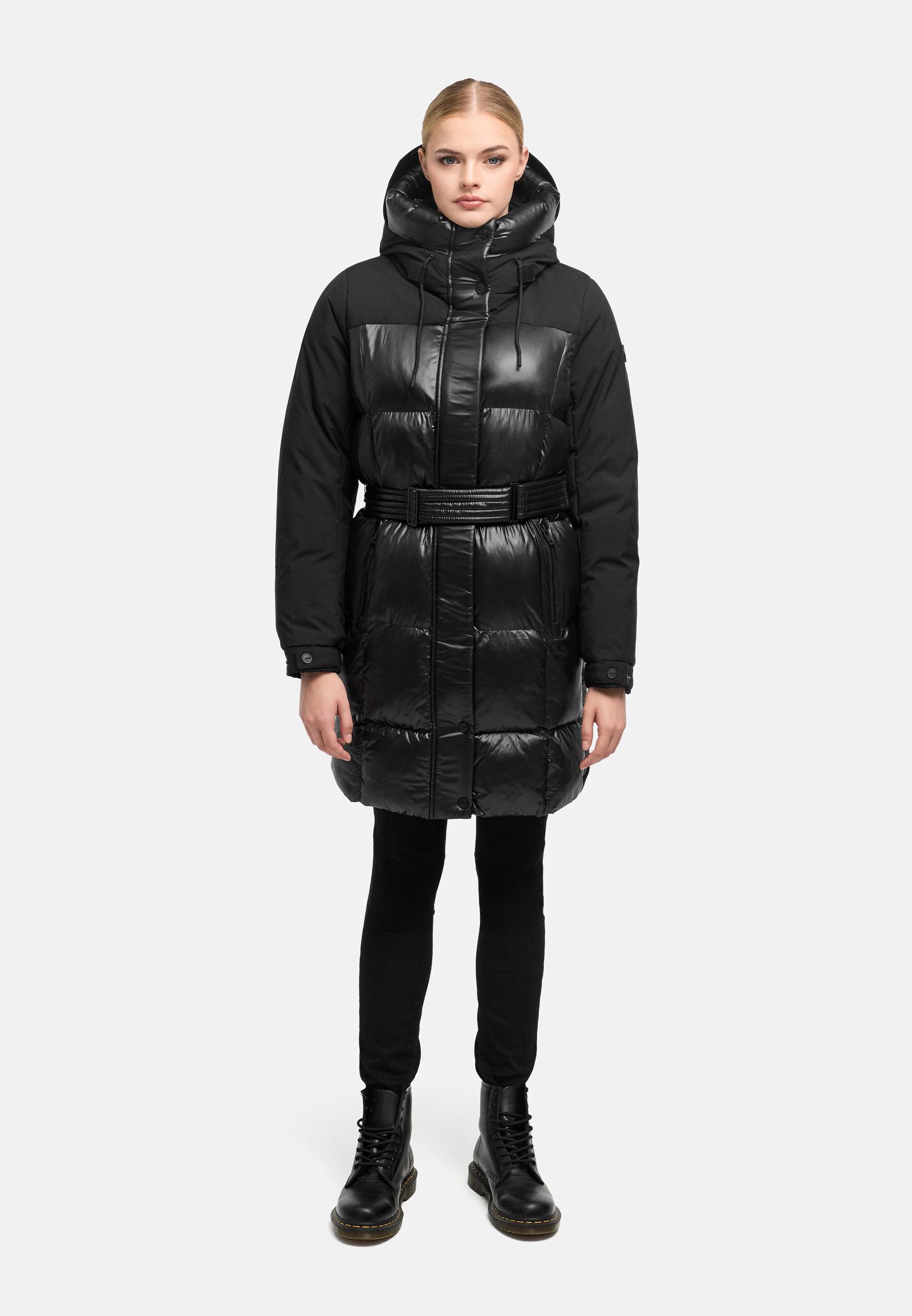 Steppmantel mit Taillengürtel "Mandelkuss 14" Black