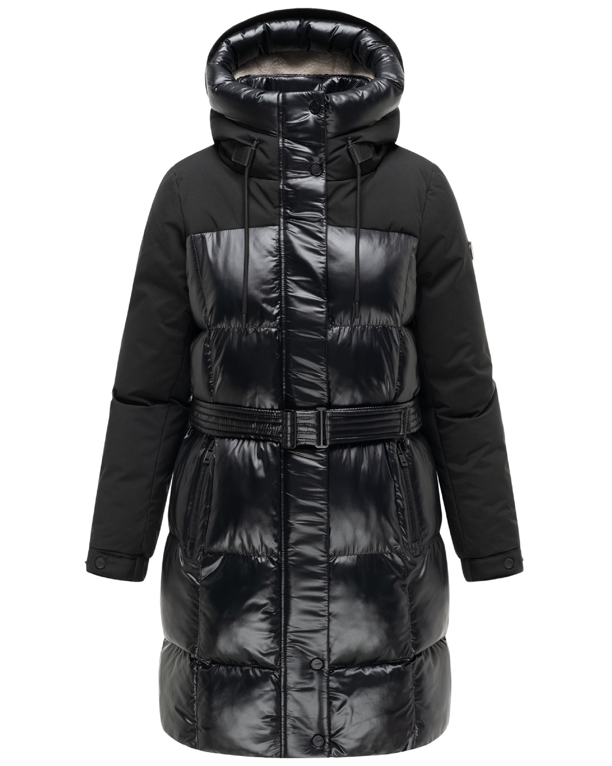 Steppmantel mit Taillengürtel "Mandelkuss 14" Black