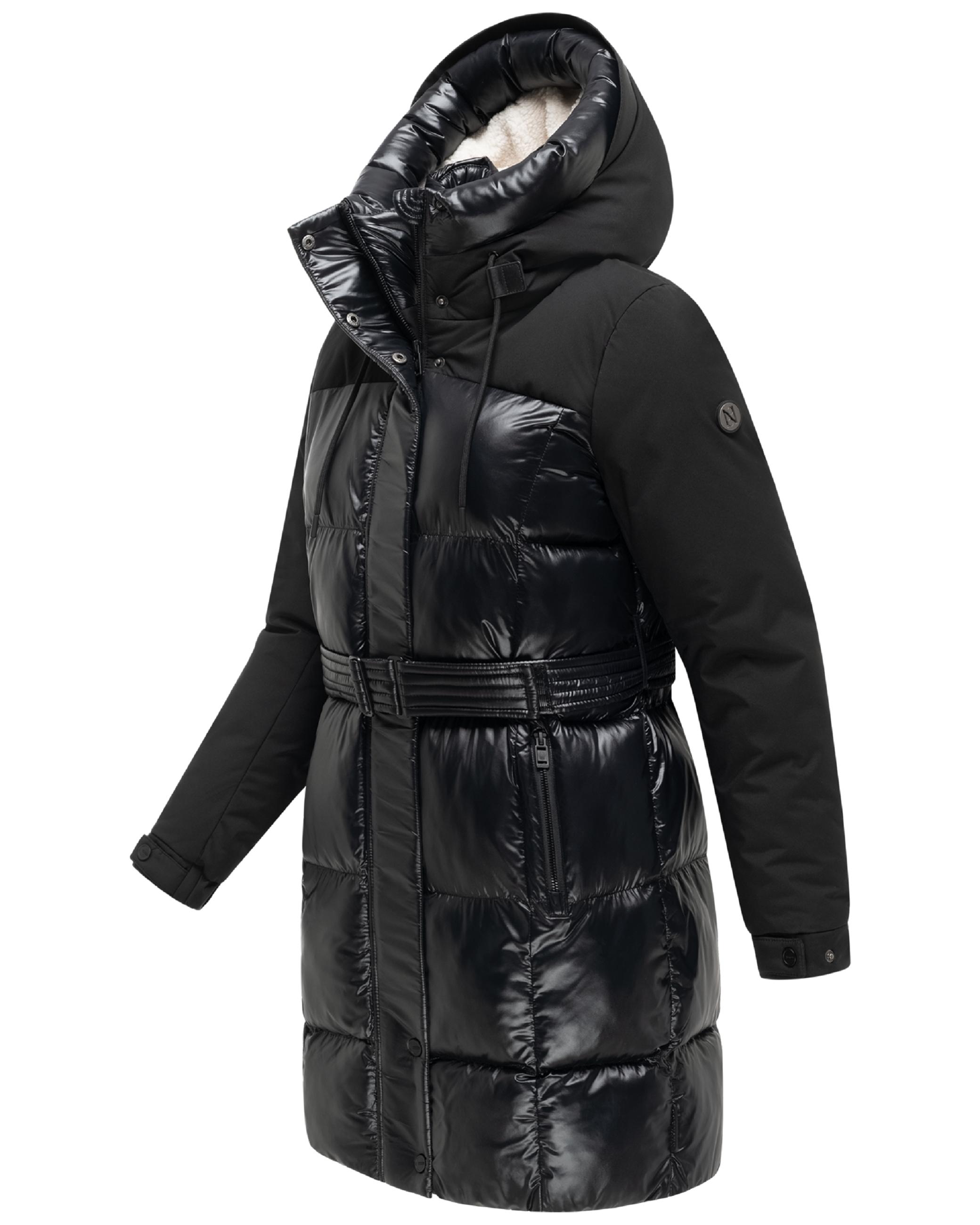 Steppmantel mit Taillengürtel "Mandelkuss 14" Black