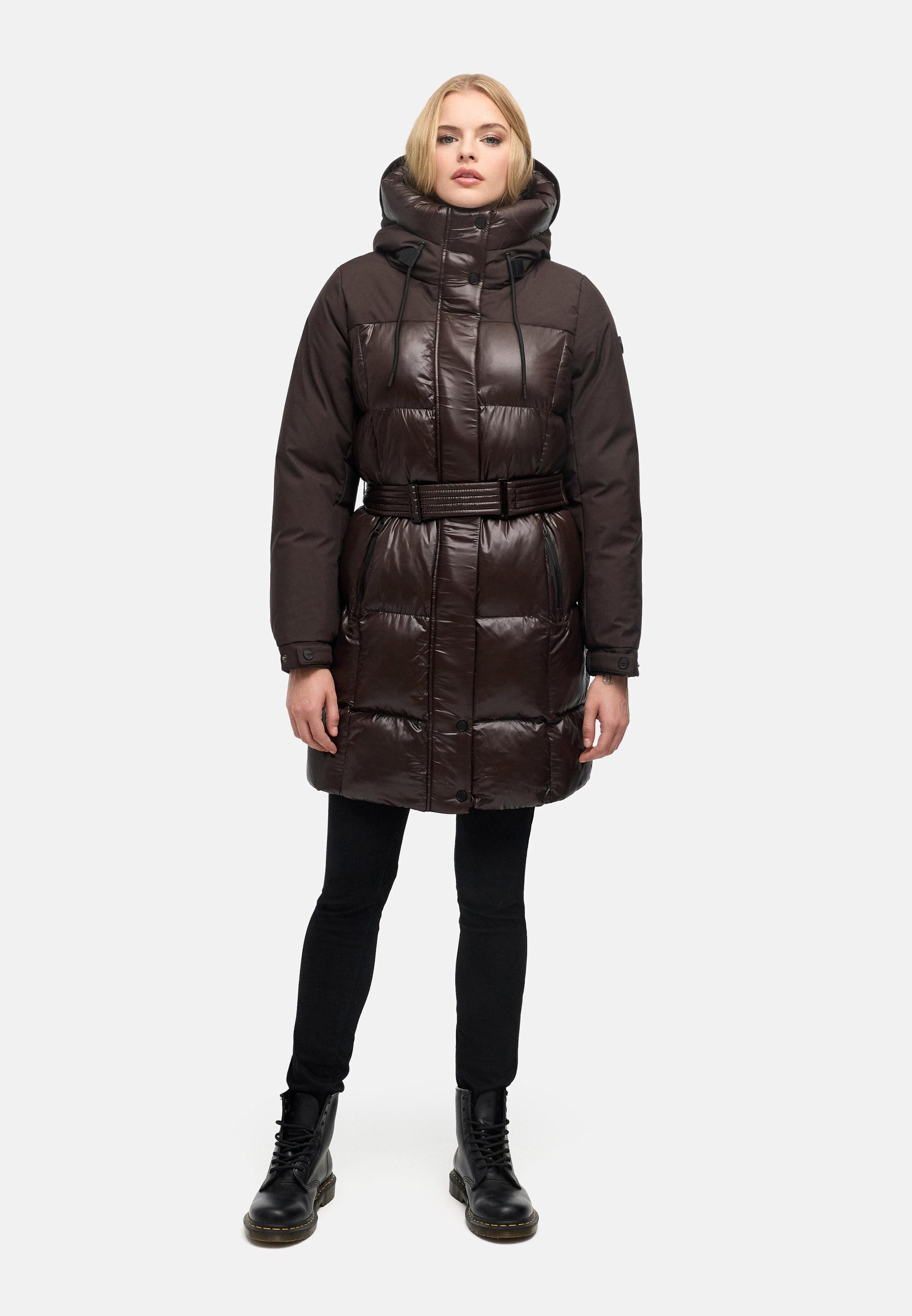 Steppmantel mit Taillengürtel "Mandelkuss 14" Choco