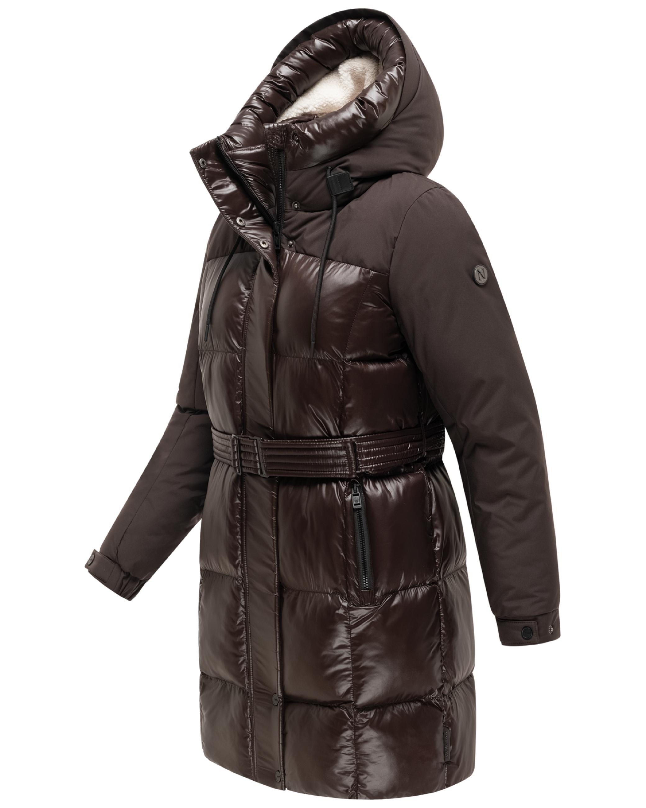 Steppmantel mit Taillengürtel "Mandelkuss 14" Choco