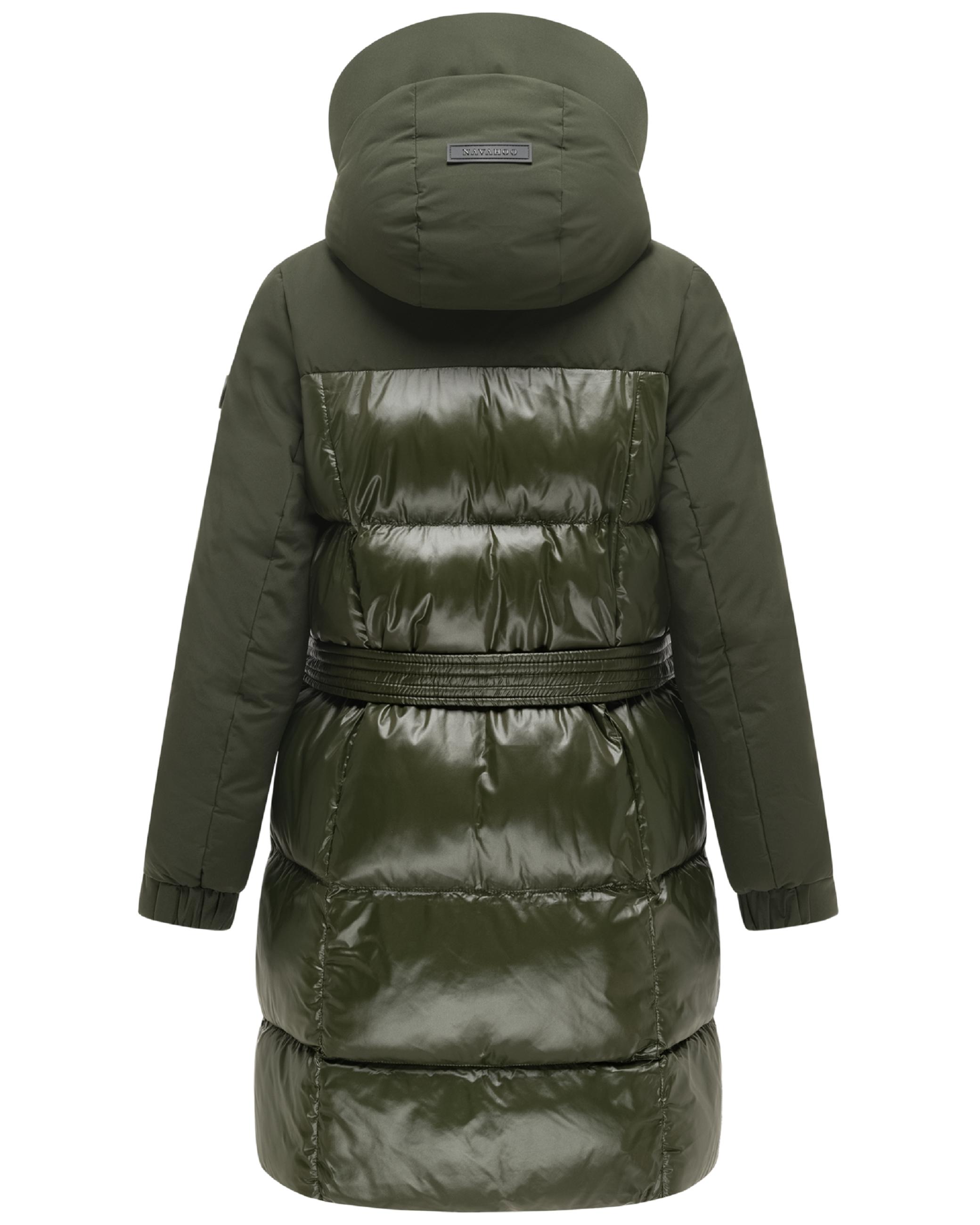 Steppmantel mit Taillengürtel "Mandelkuss 14" Dark Olive