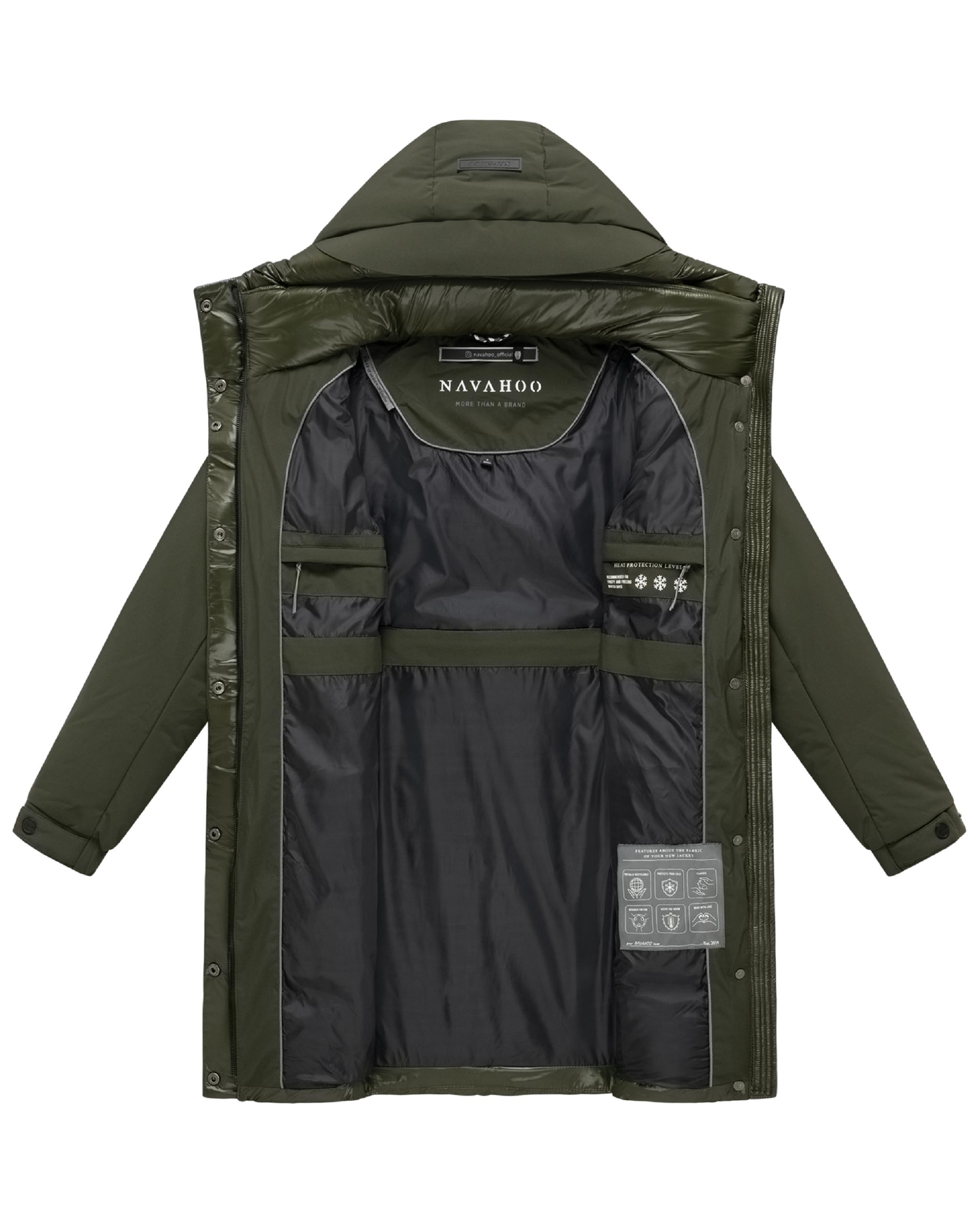 Steppmantel mit Taillengürtel "Mandelkuss 14" Dark Olive