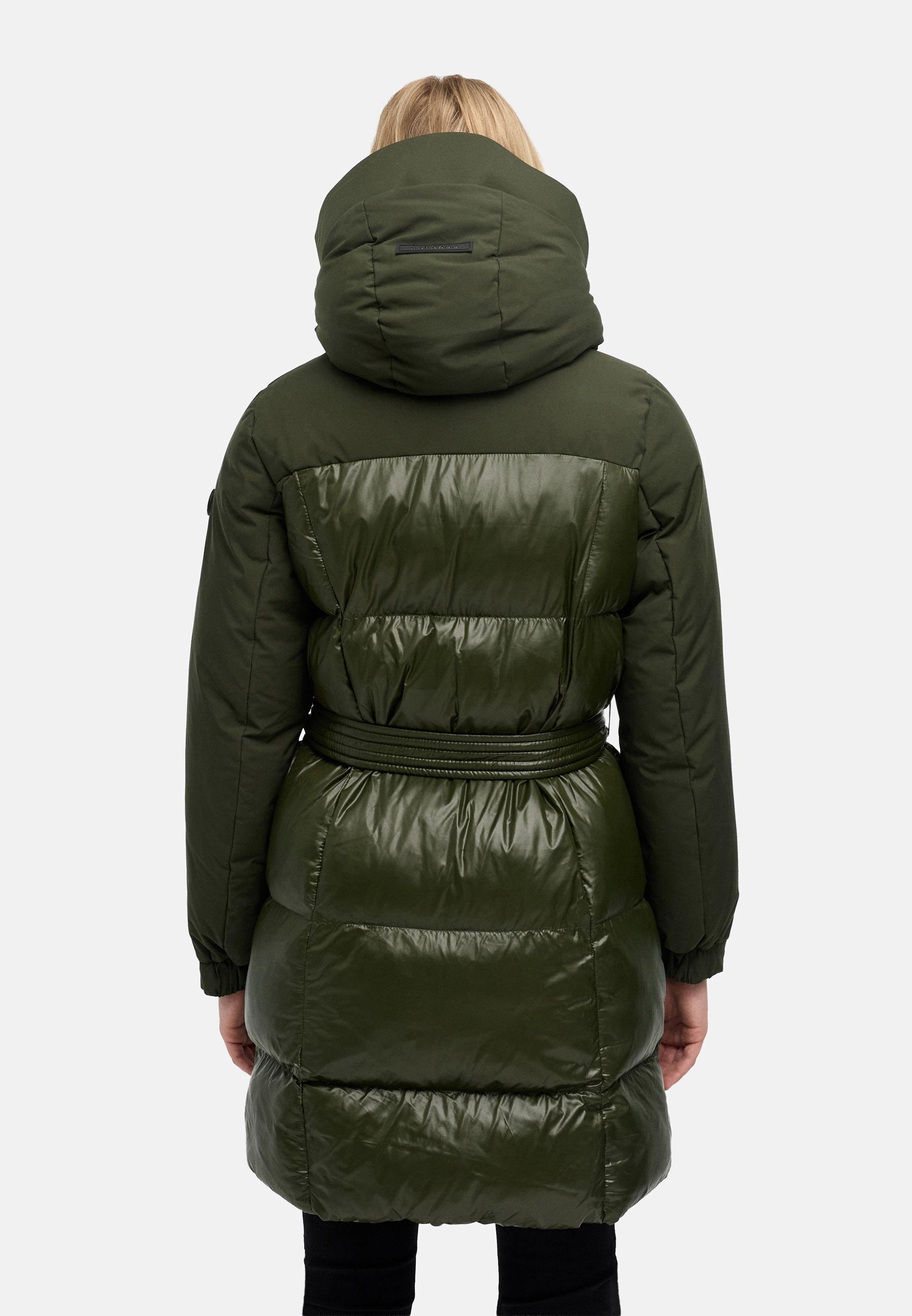 Steppmantel mit Taillengürtel "Mandelkuss 14" Dark Olive