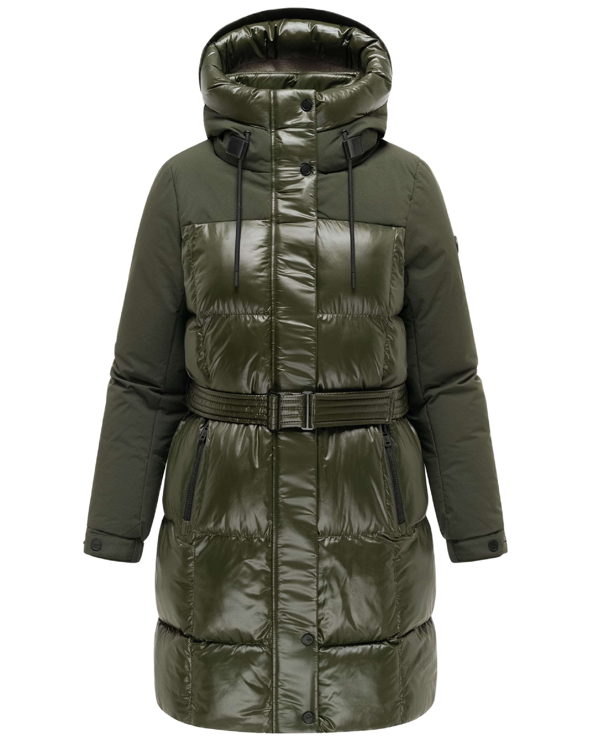 Steppmantel mit Taillengürtel "Mandelkuss 14" Dark Olive