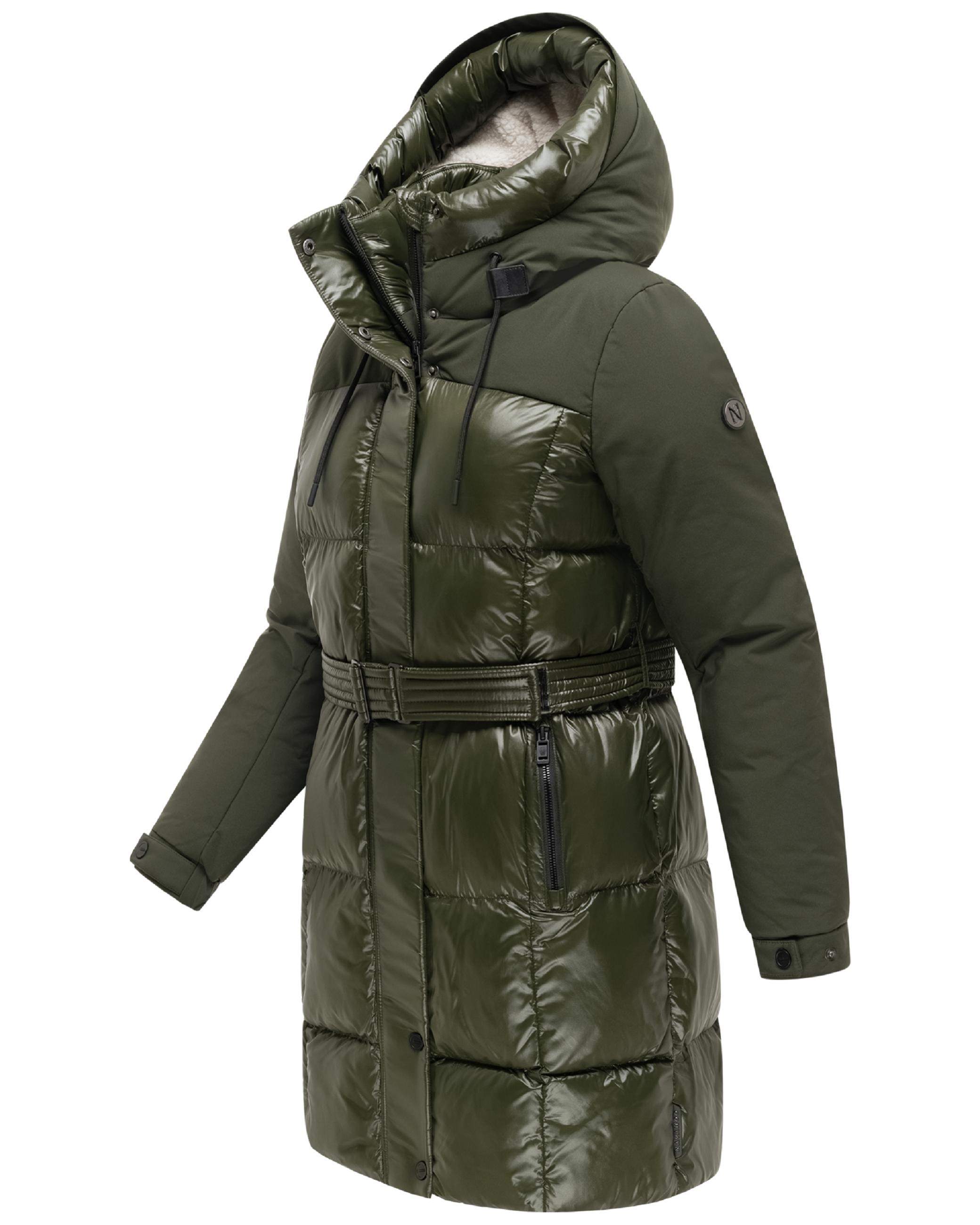 Steppmantel mit Taillengürtel "Mandelkuss 14" Dark Olive