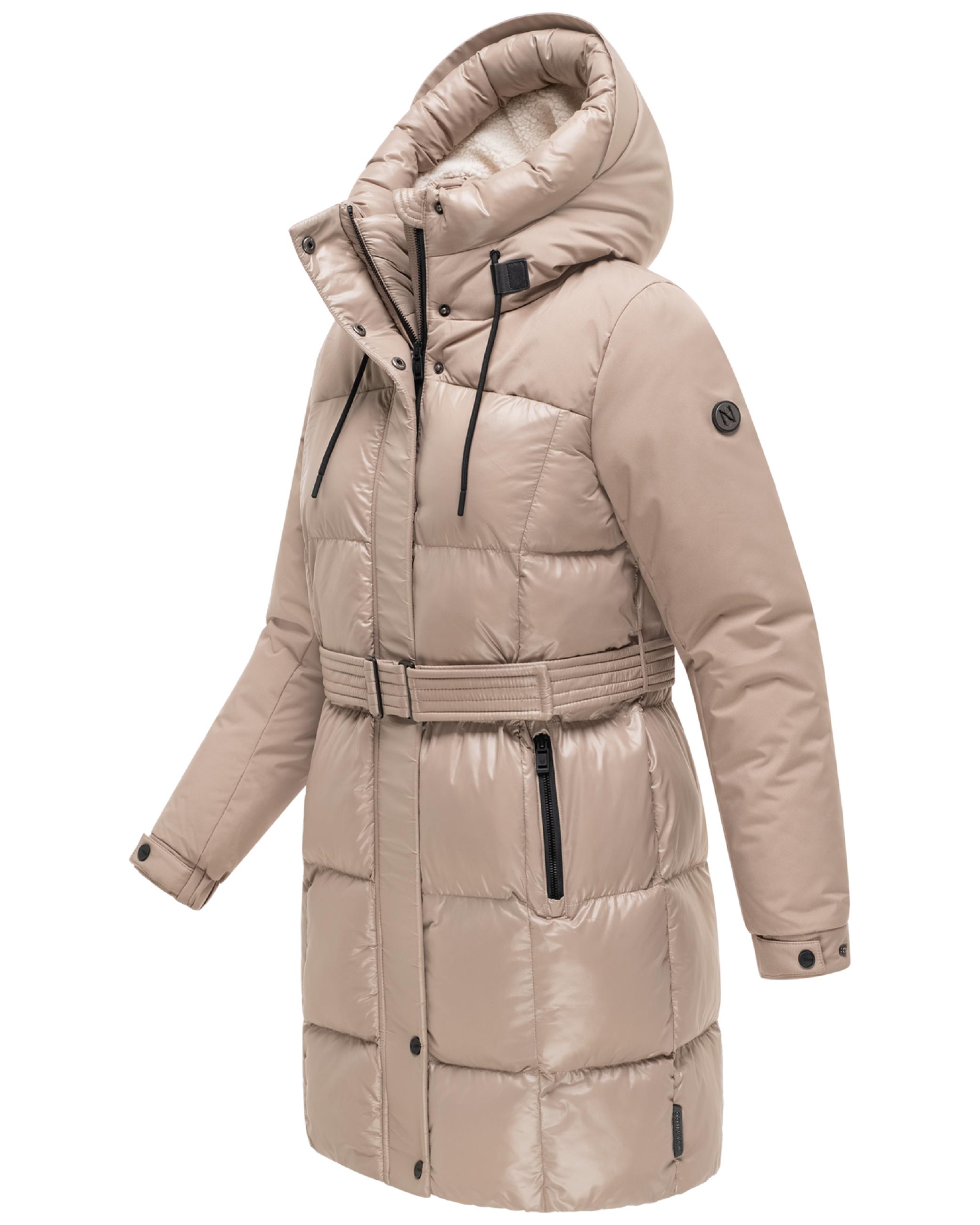 Steppmantel mit Taillengürtel "Mandelkuss 14" Taupe Grey