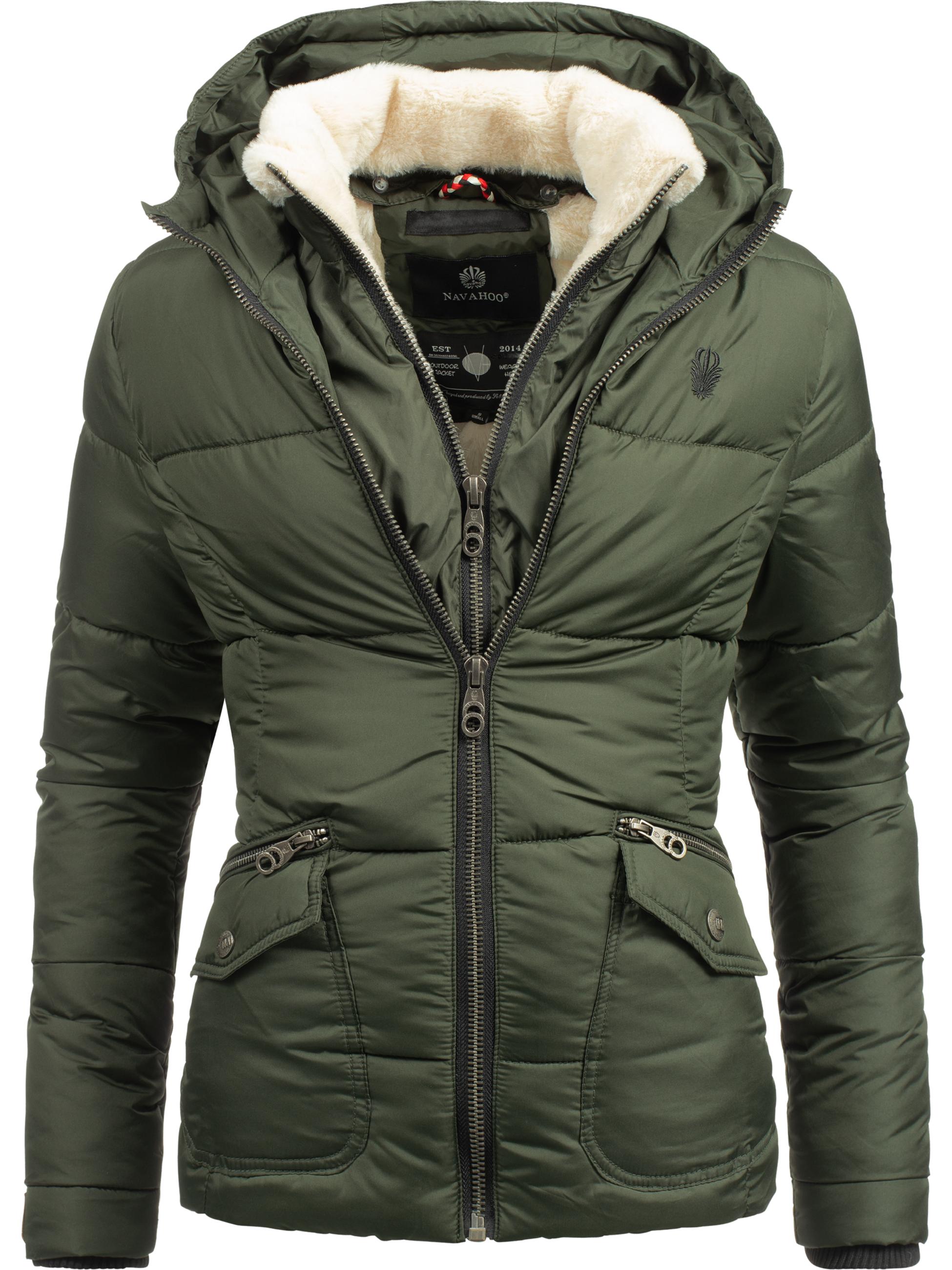 Winter Steppjacke mit Kapuze "Megan" Olivgrün