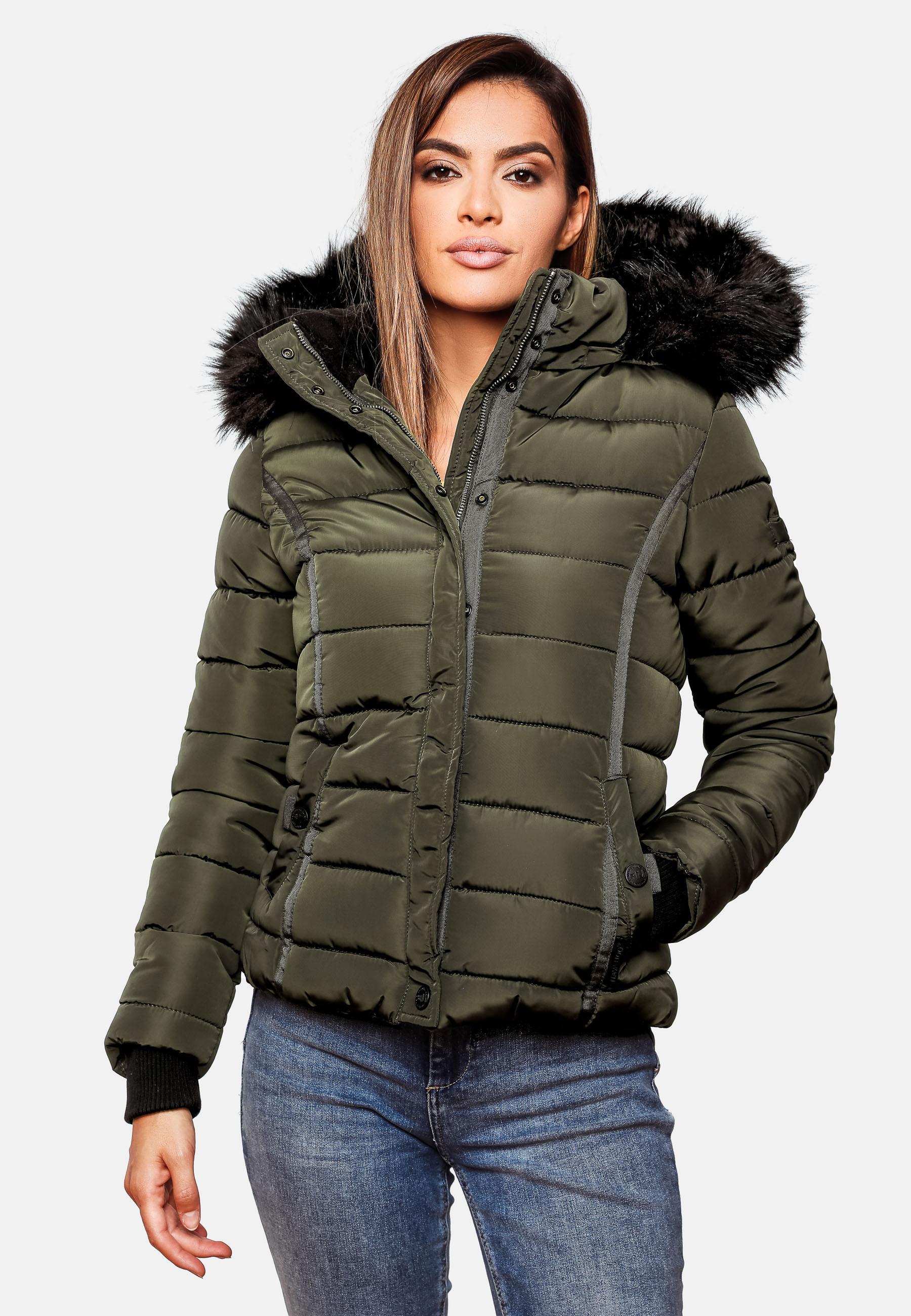 Gefütterte Steppjacke mit Kapuze "Miamor" Olive