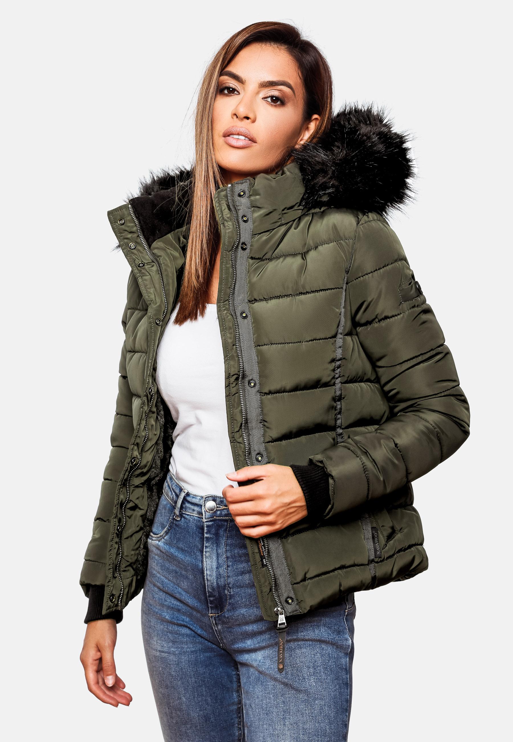 Gefütterte Steppjacke mit Kapuze "Miamor" Olive