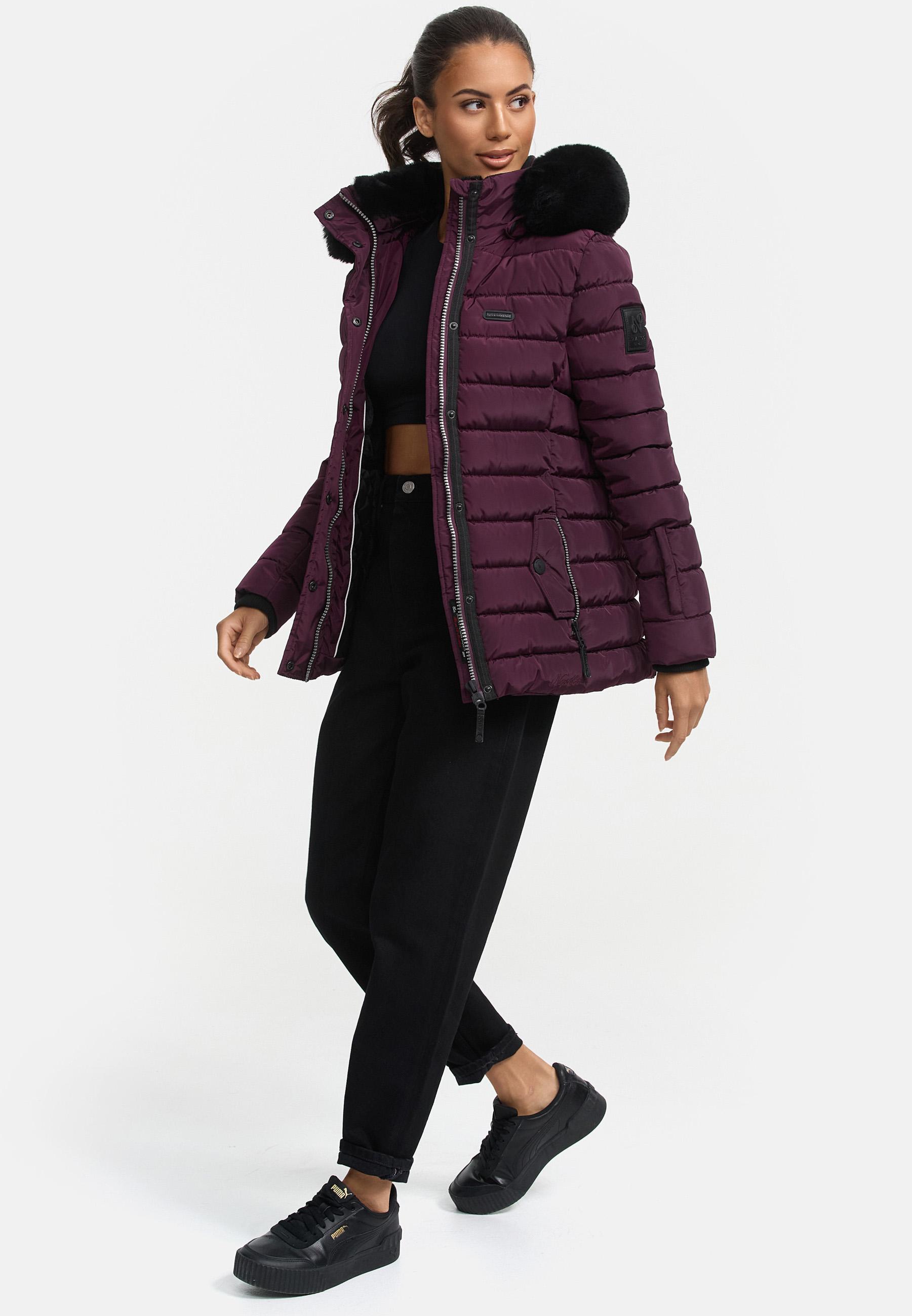 Gesteppte Winterjacke mit Kapuze "Milianaa" Aubergine