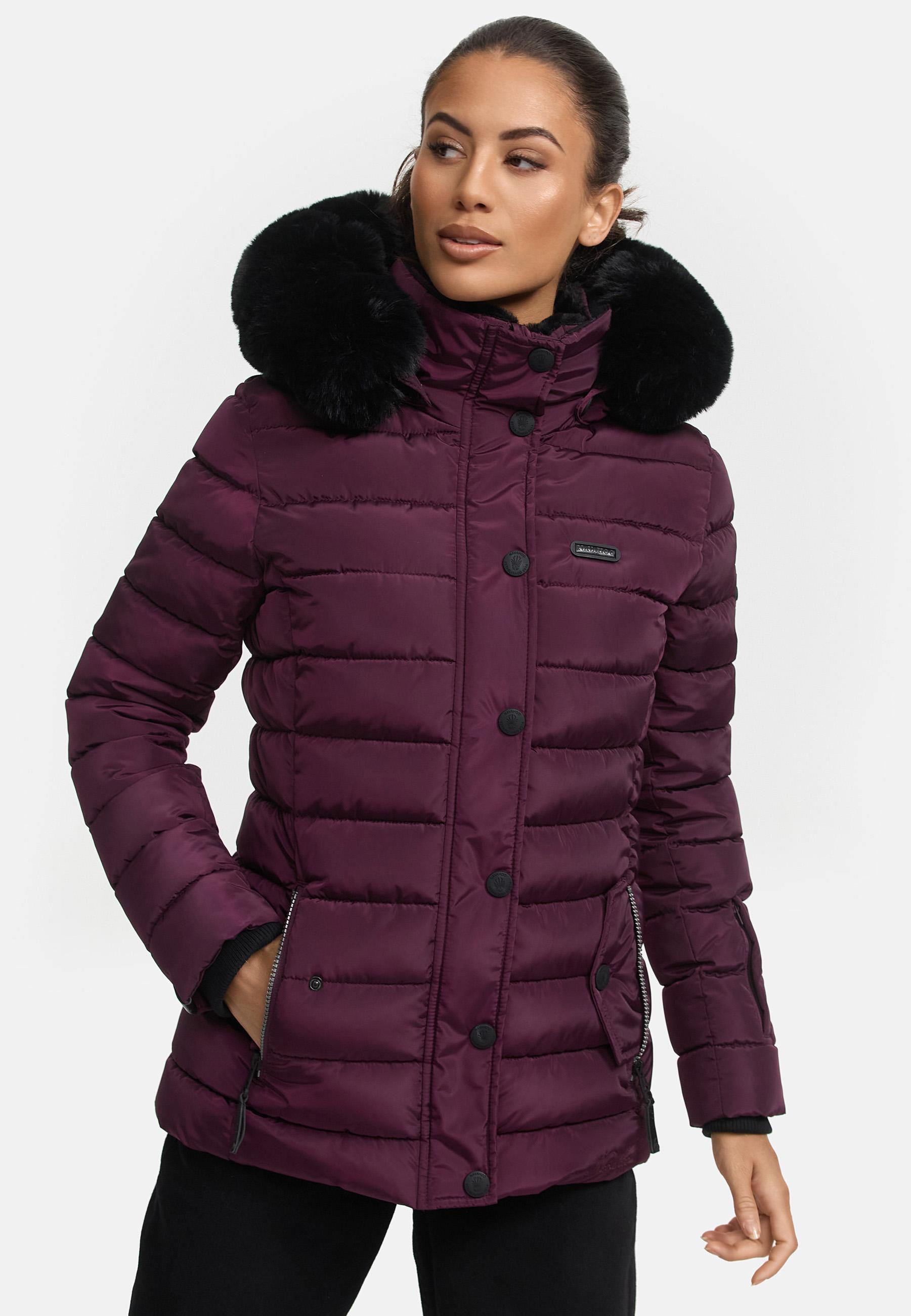 Gesteppte Winterjacke mit Kapuze "Milianaa" Aubergine