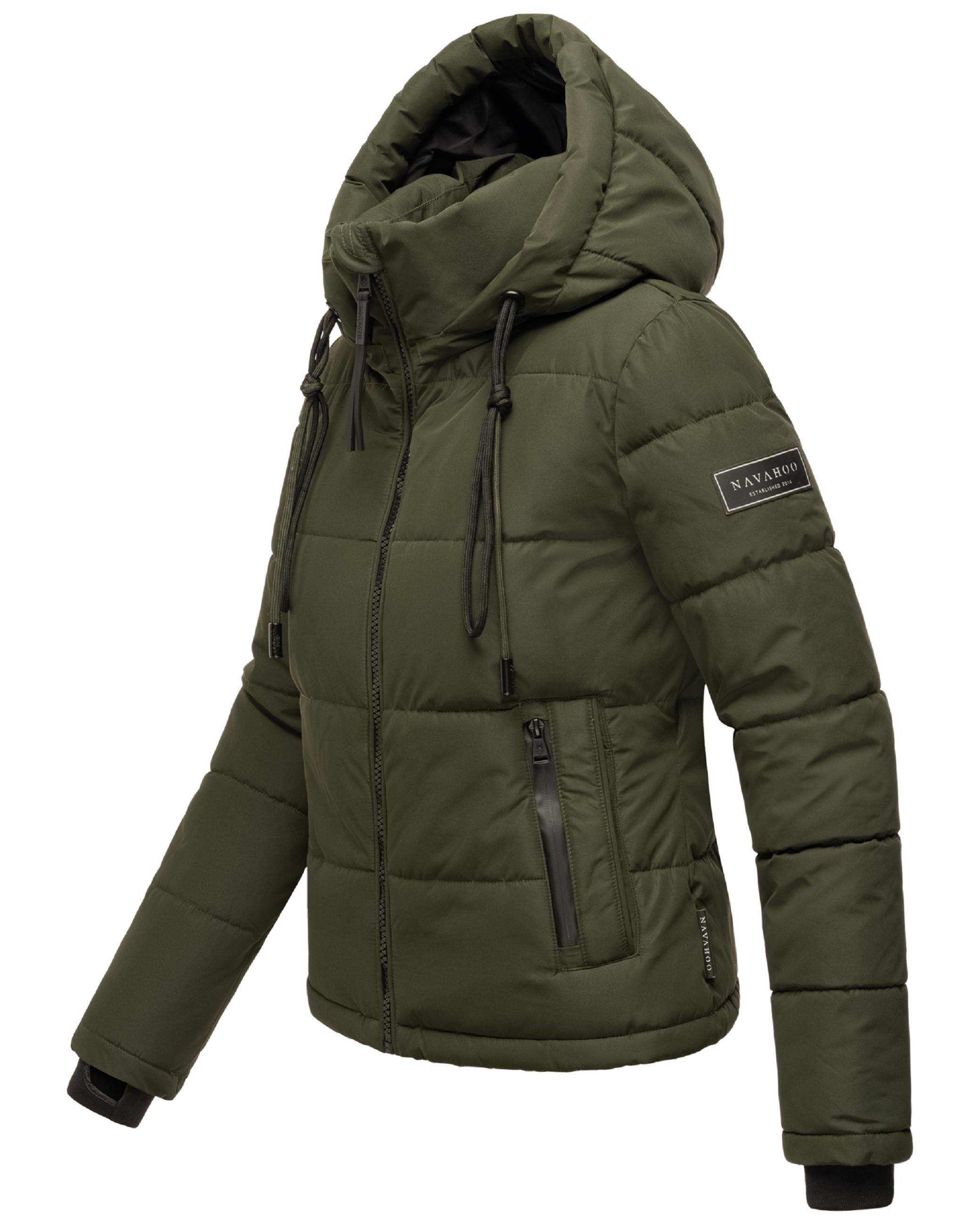 Steppjacke mit abnehmbarer Kapuze "Mit Liebe XIV" Dark Olive