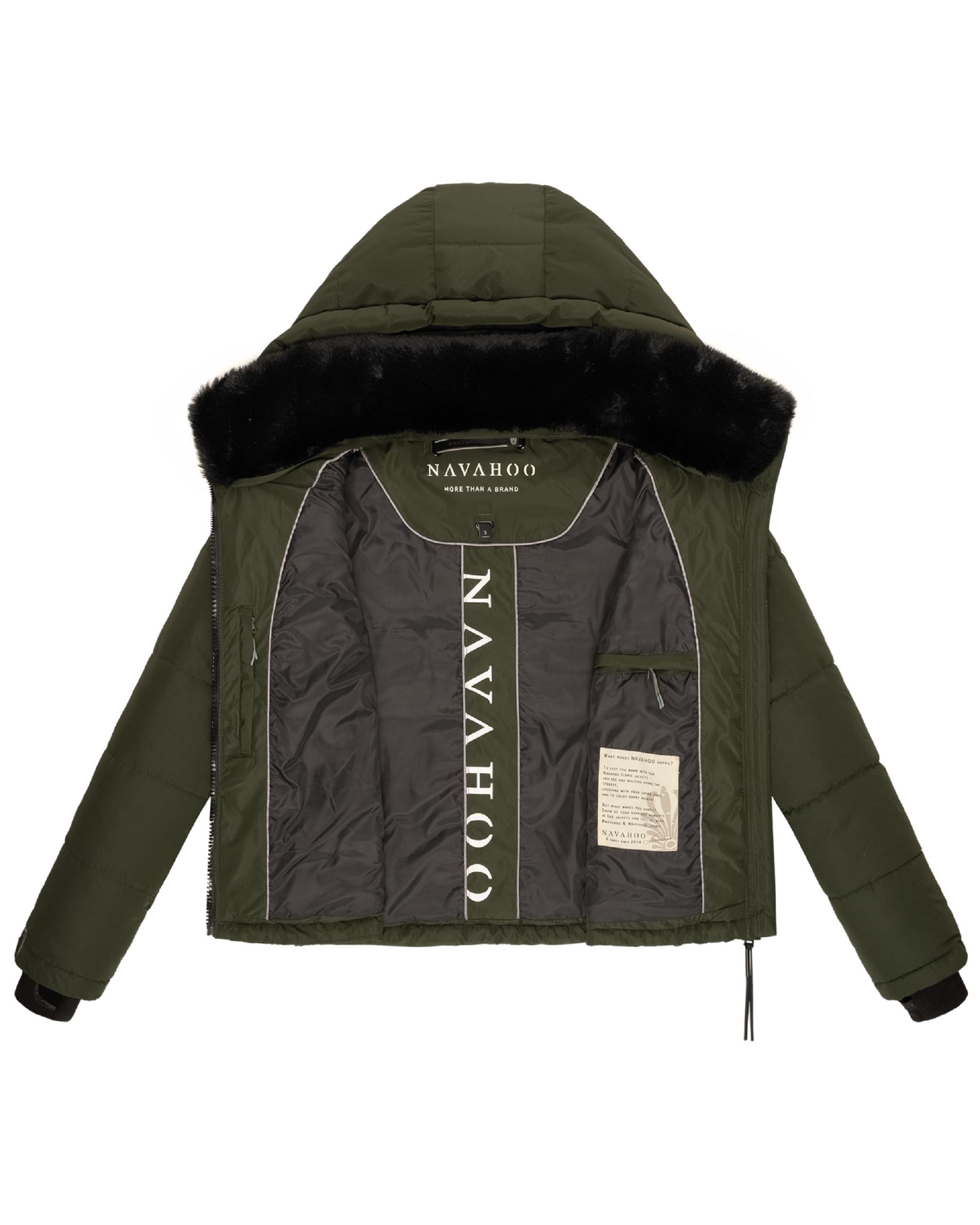 Steppjacke mit abnehmbarer Kapuze "Mit Liebe XIV" Dark Olive