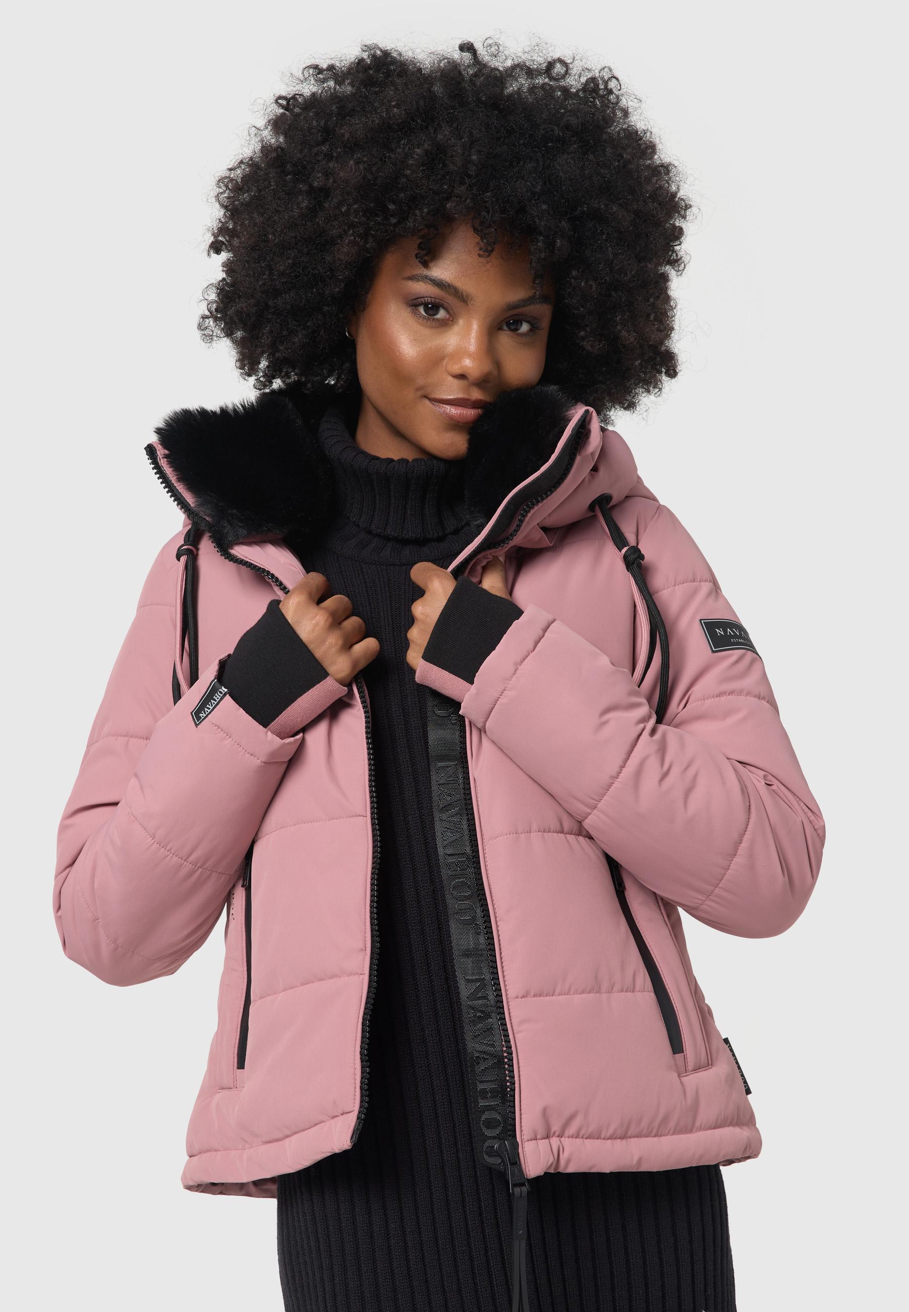 Steppjacke mit abnehmbarer Kapuze "Mit Liebe XIV" Dark Rose