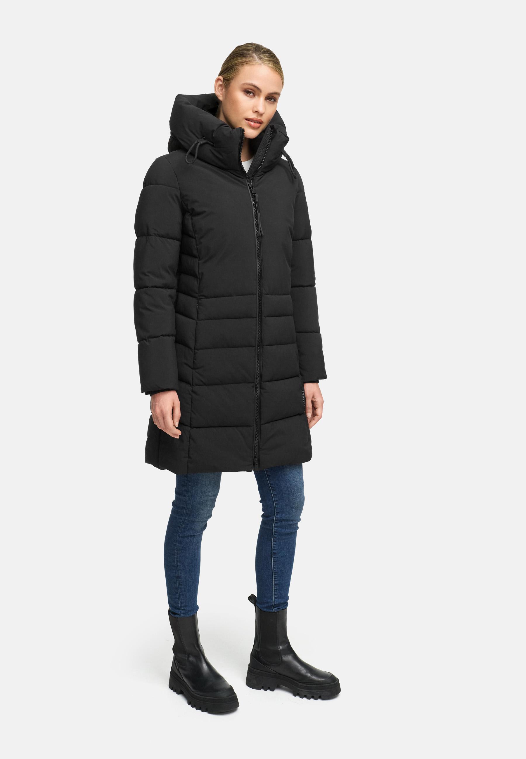 Steppmantel mit Kapuze "Mondnebel XIV" Black