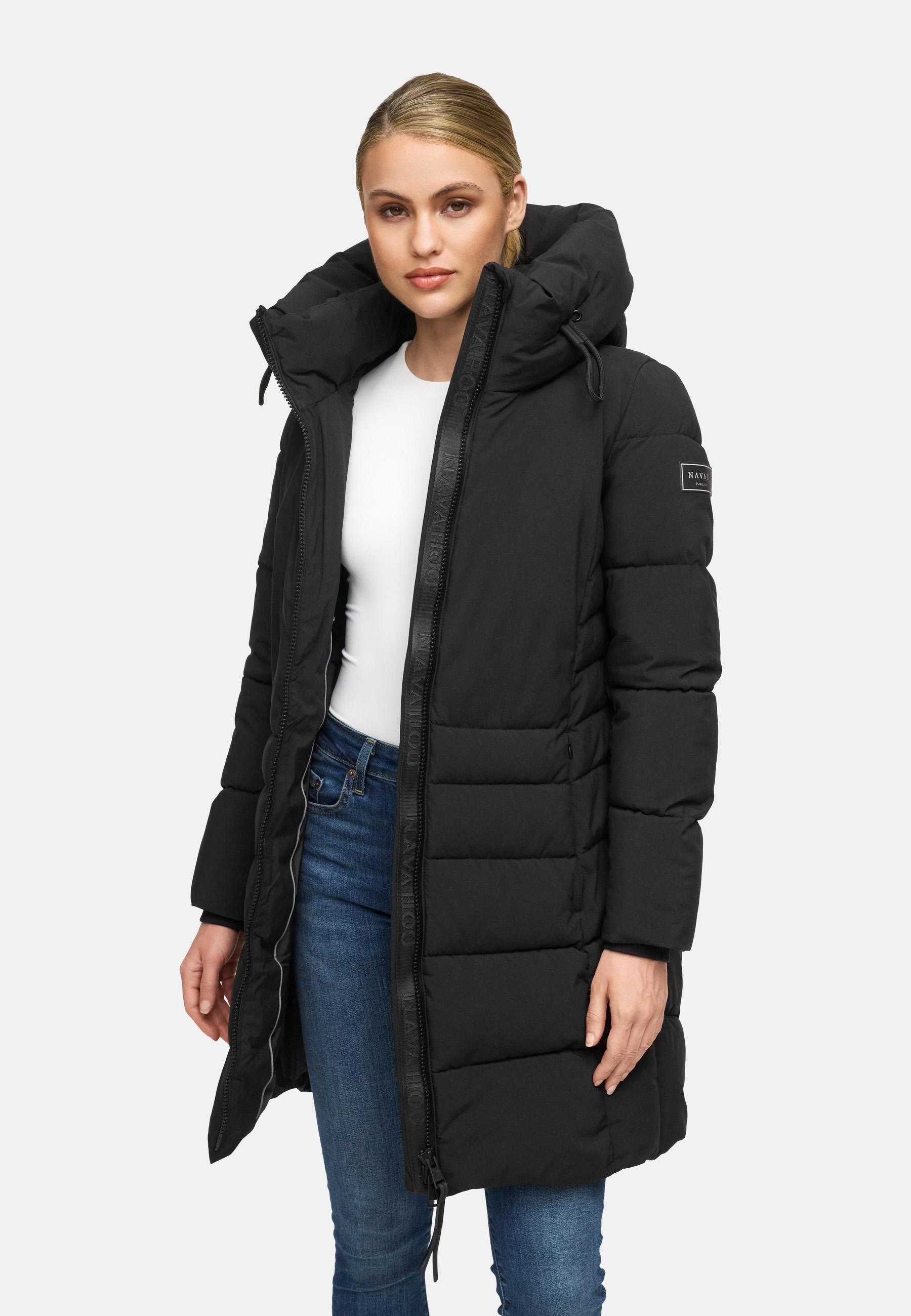 Steppmantel mit Kapuze "Mondnebel XIV" Black
