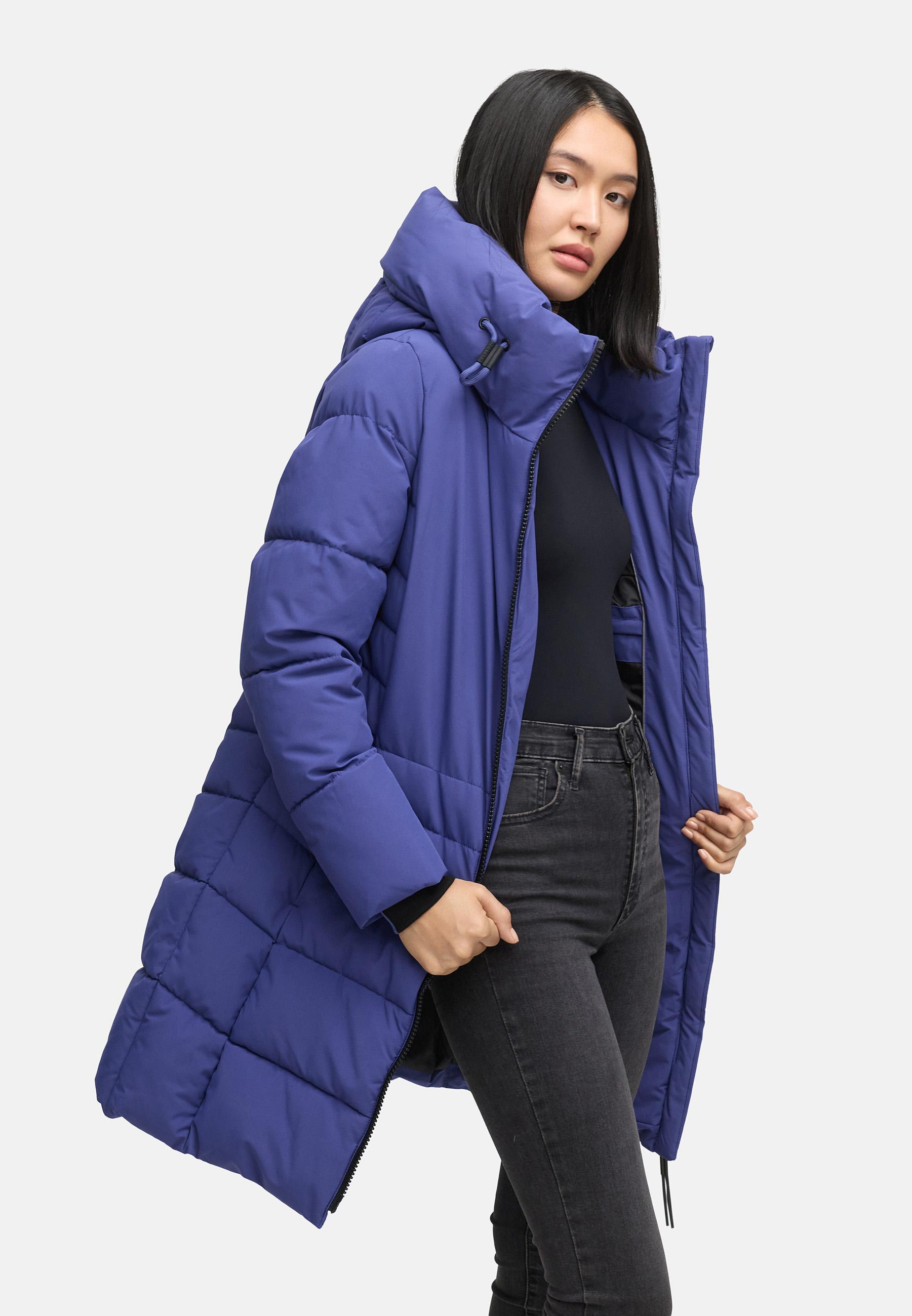 Steppmantel mit Kapuze "Mondnebel XIV" Blue Violet