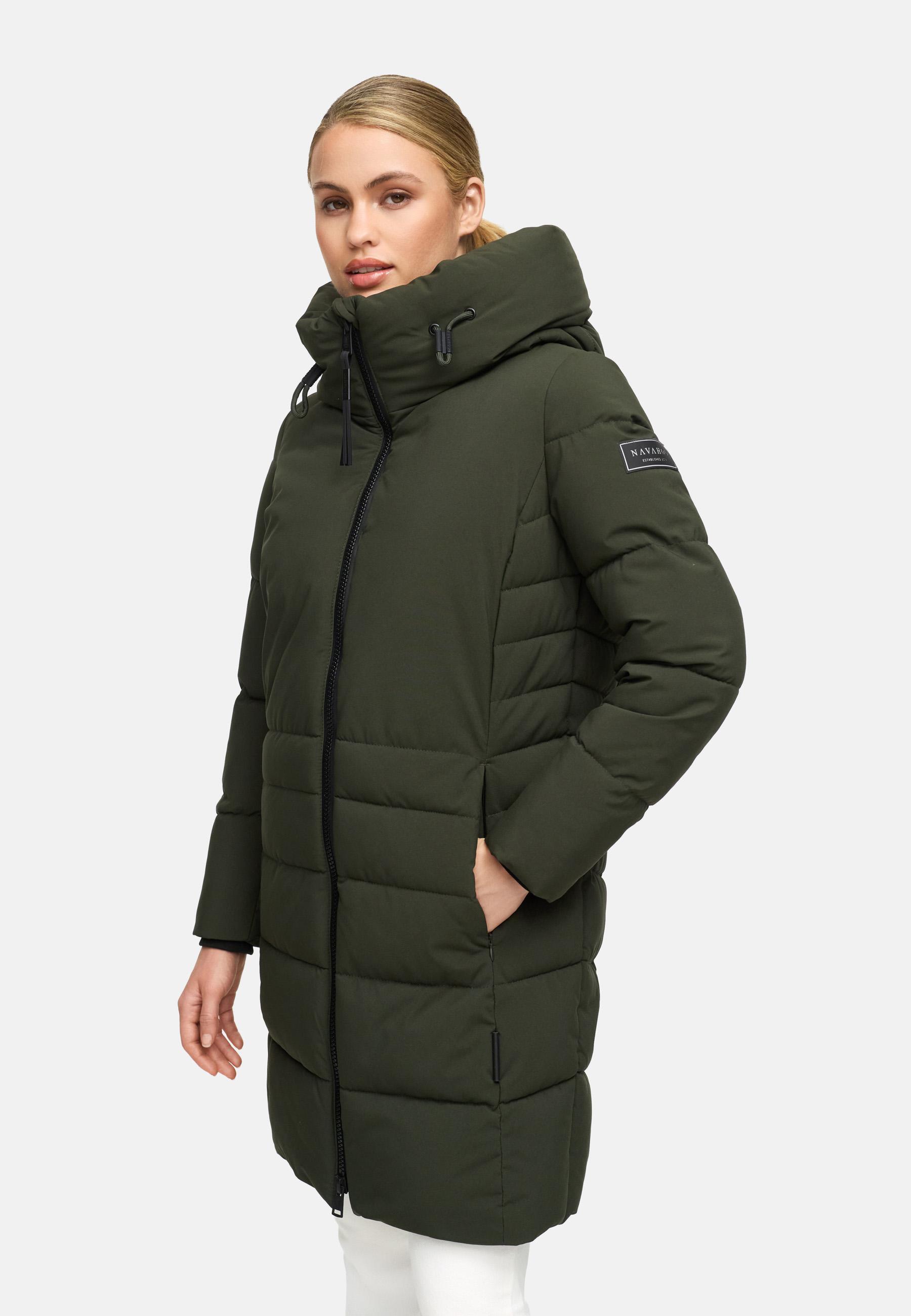 Steppmantel mit Kapuze "Mondnebel XIV" Dark Olive