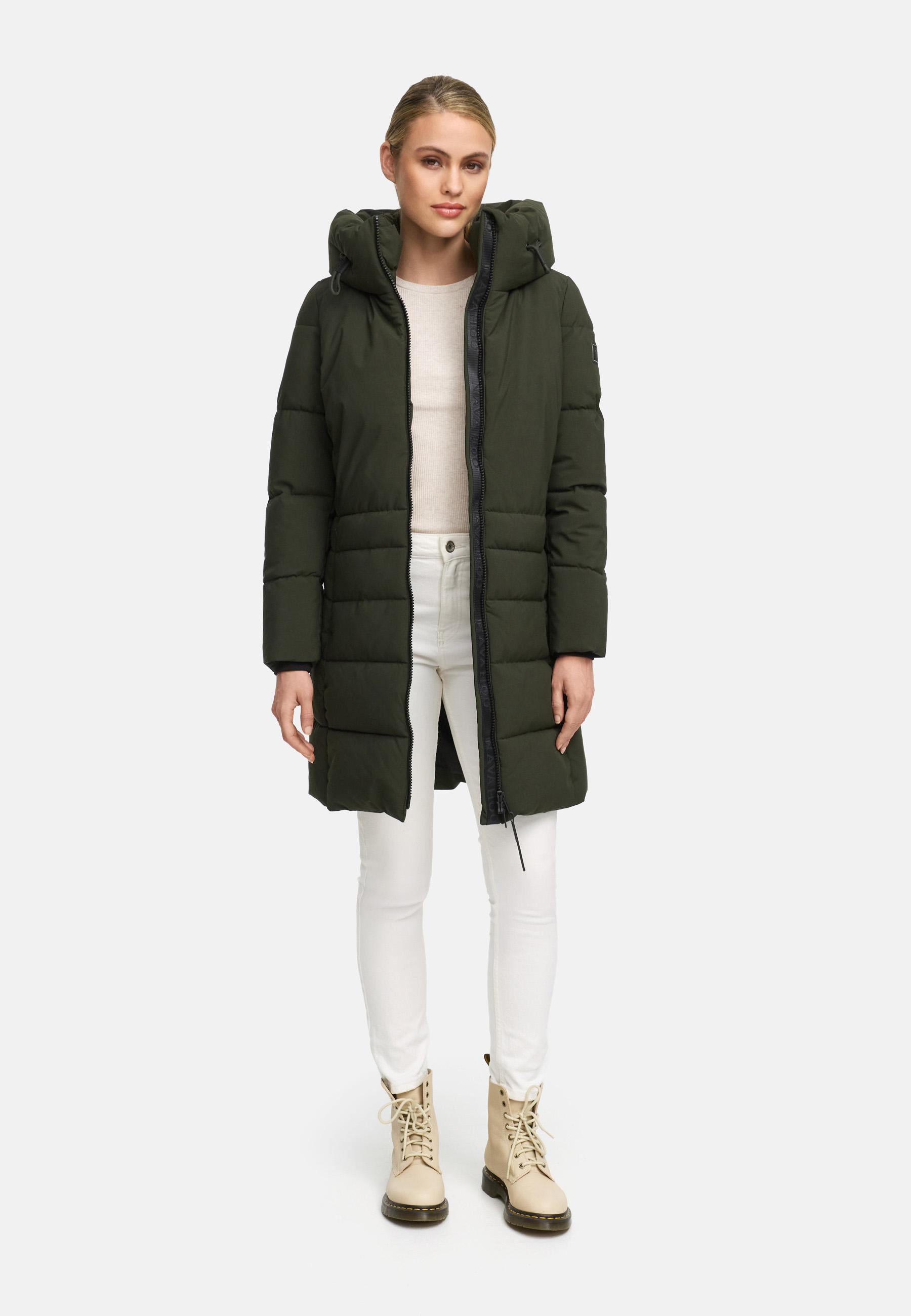 Steppmantel mit Kapuze "Mondnebel XIV" Dark Olive