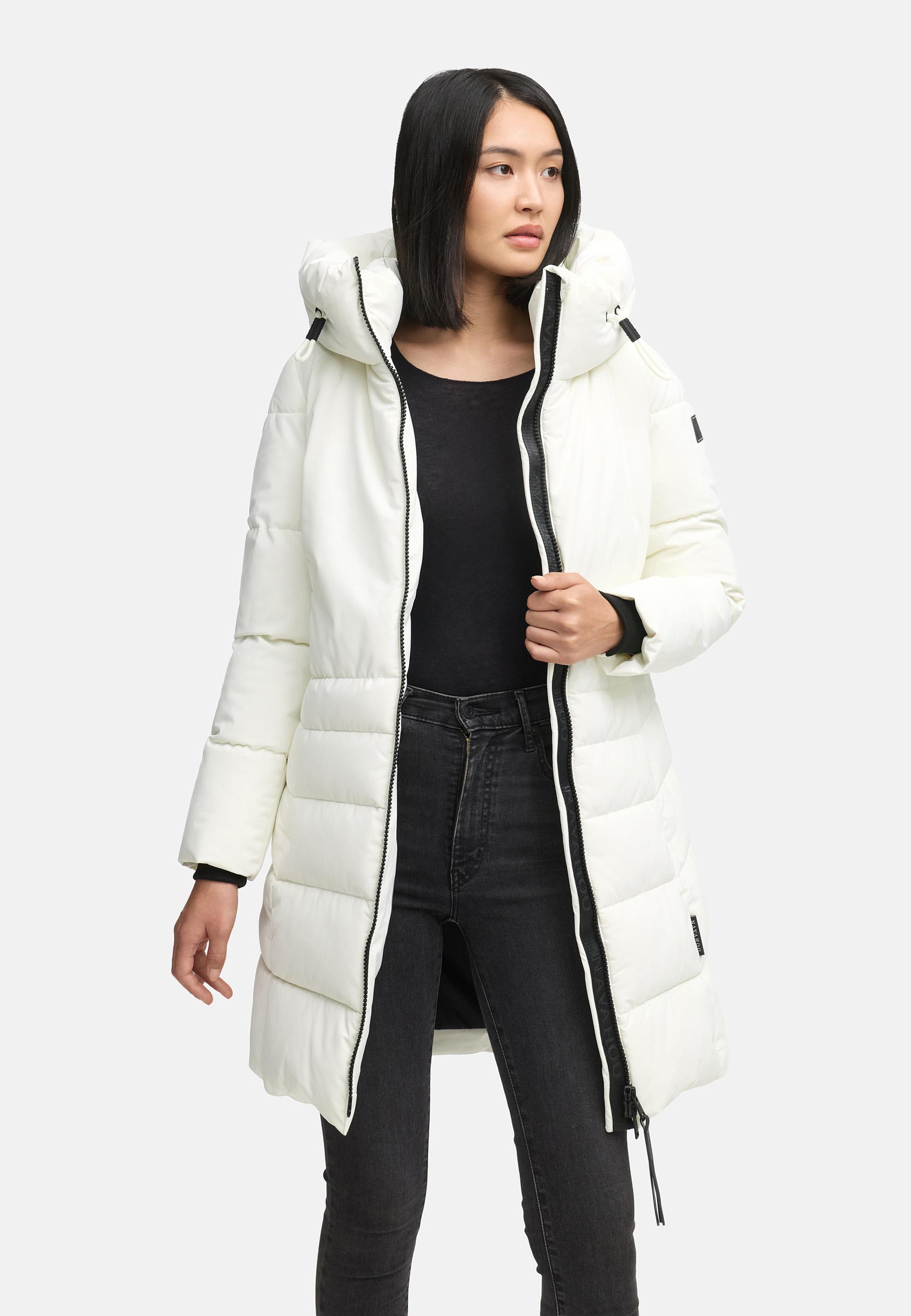 Steppmantel mit Kapuze "Mondnebel XIV" Offwhite