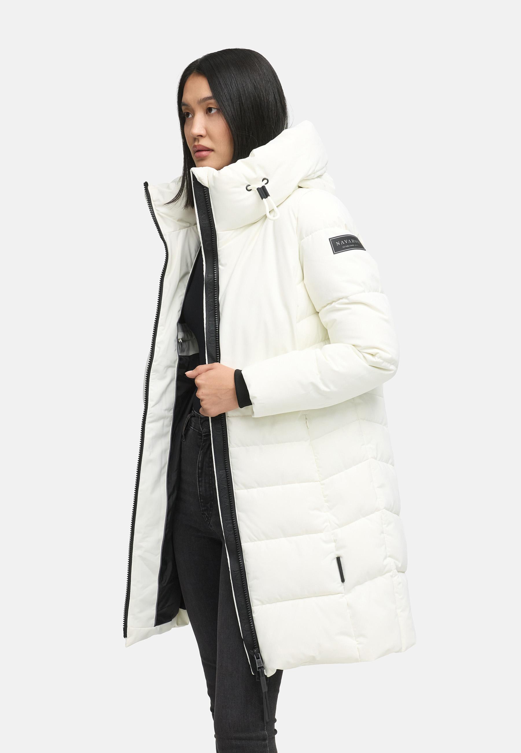 Steppmantel mit Kapuze "Mondnebel XIV" Offwhite
