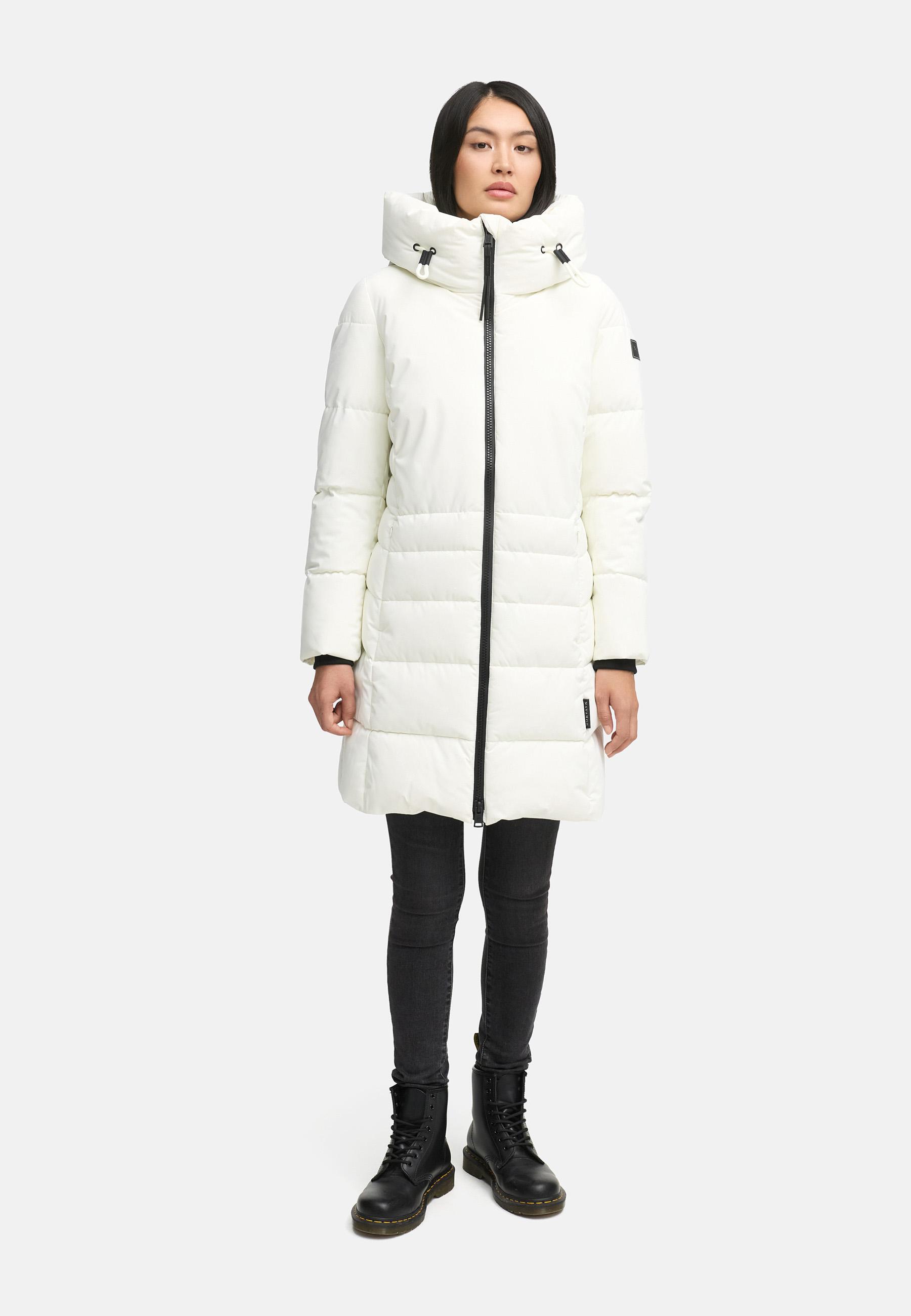Steppmantel mit Kapuze "Mondnebel XIV" Offwhite