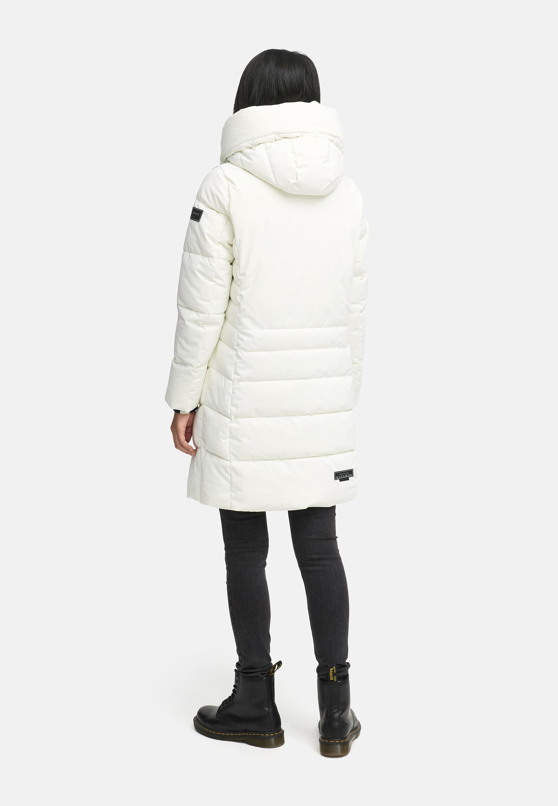 Steppmantel mit Kapuze "Mondnebel XIV" Offwhite
