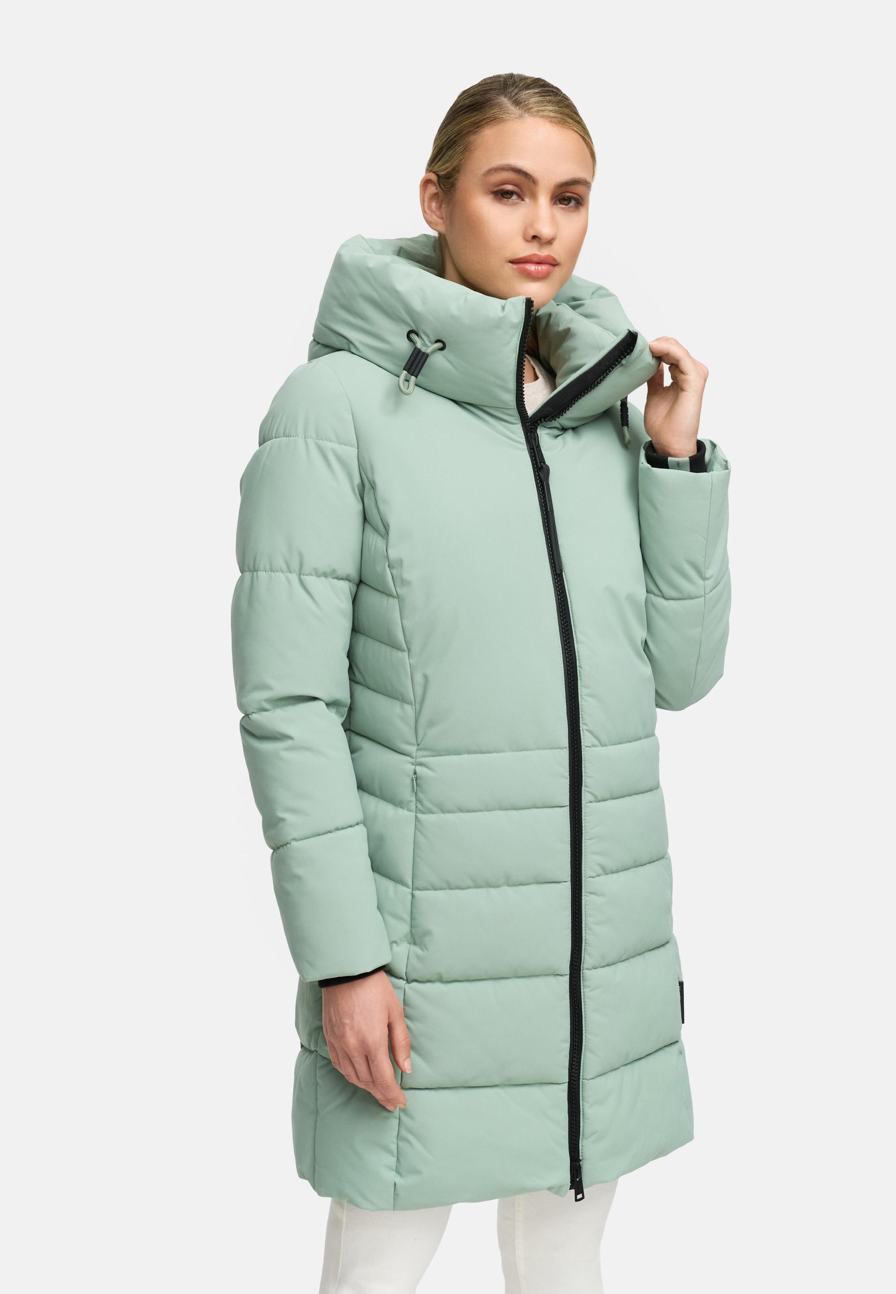 Steppmantel mit Kapuze "Mondnebel XIV" Smokey Mint