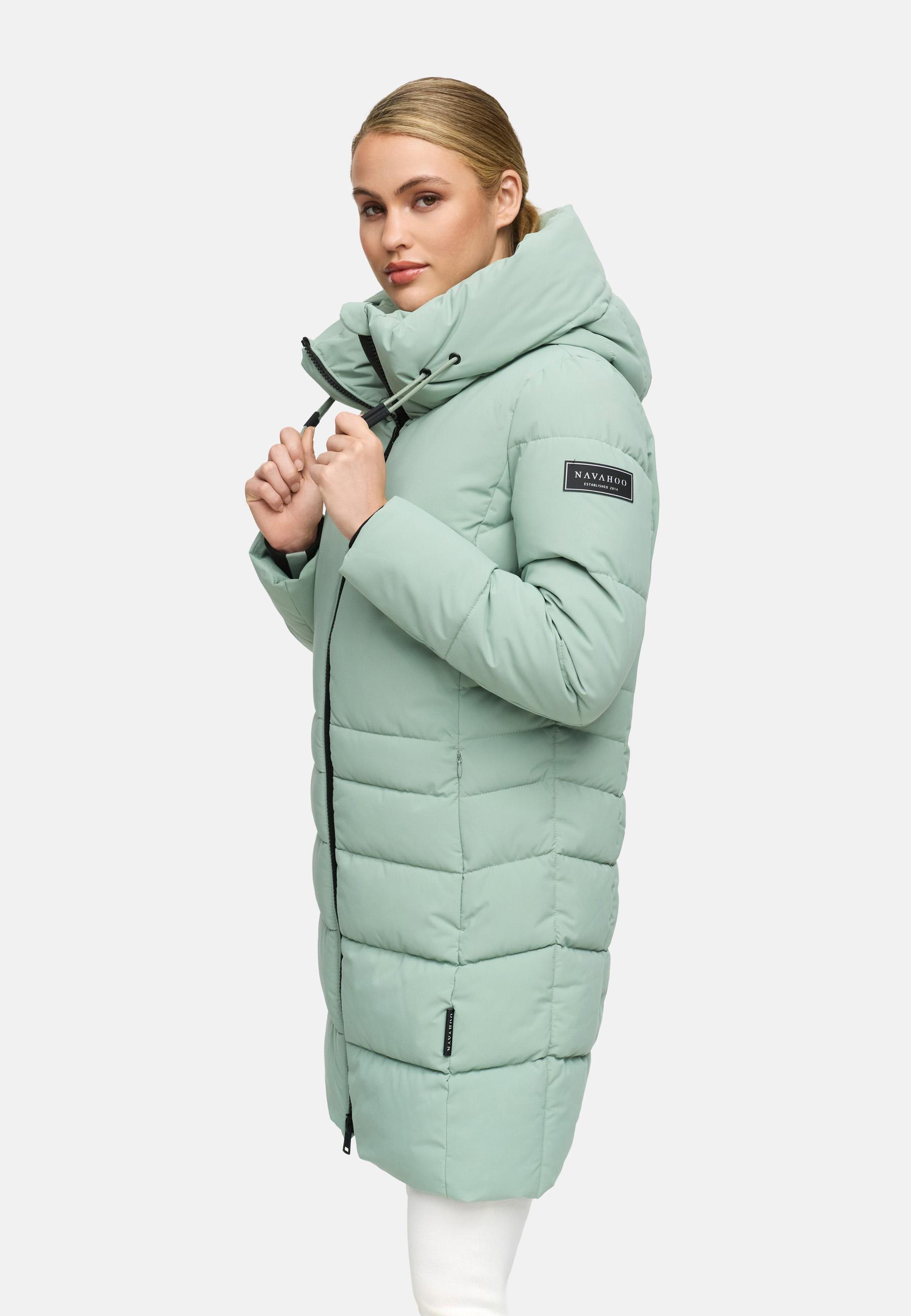 Steppmantel mit Kapuze "Mondnebel XIV" Smokey Mint