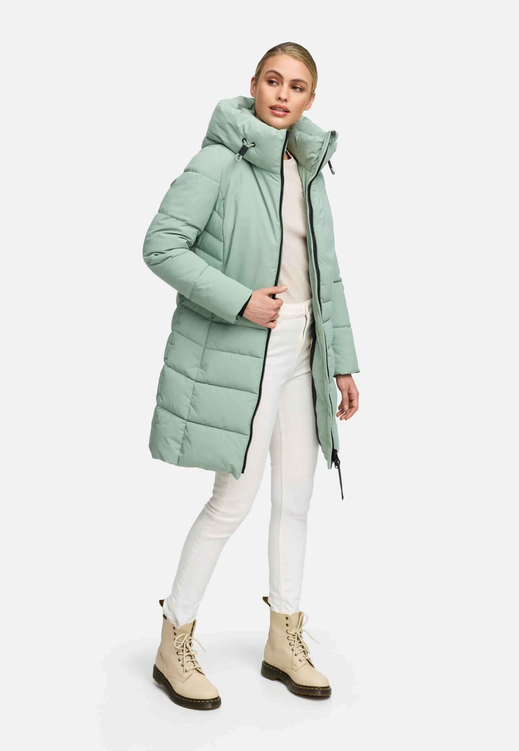 Steppmantel mit Kapuze "Mondnebel XIV" Smokey Mint