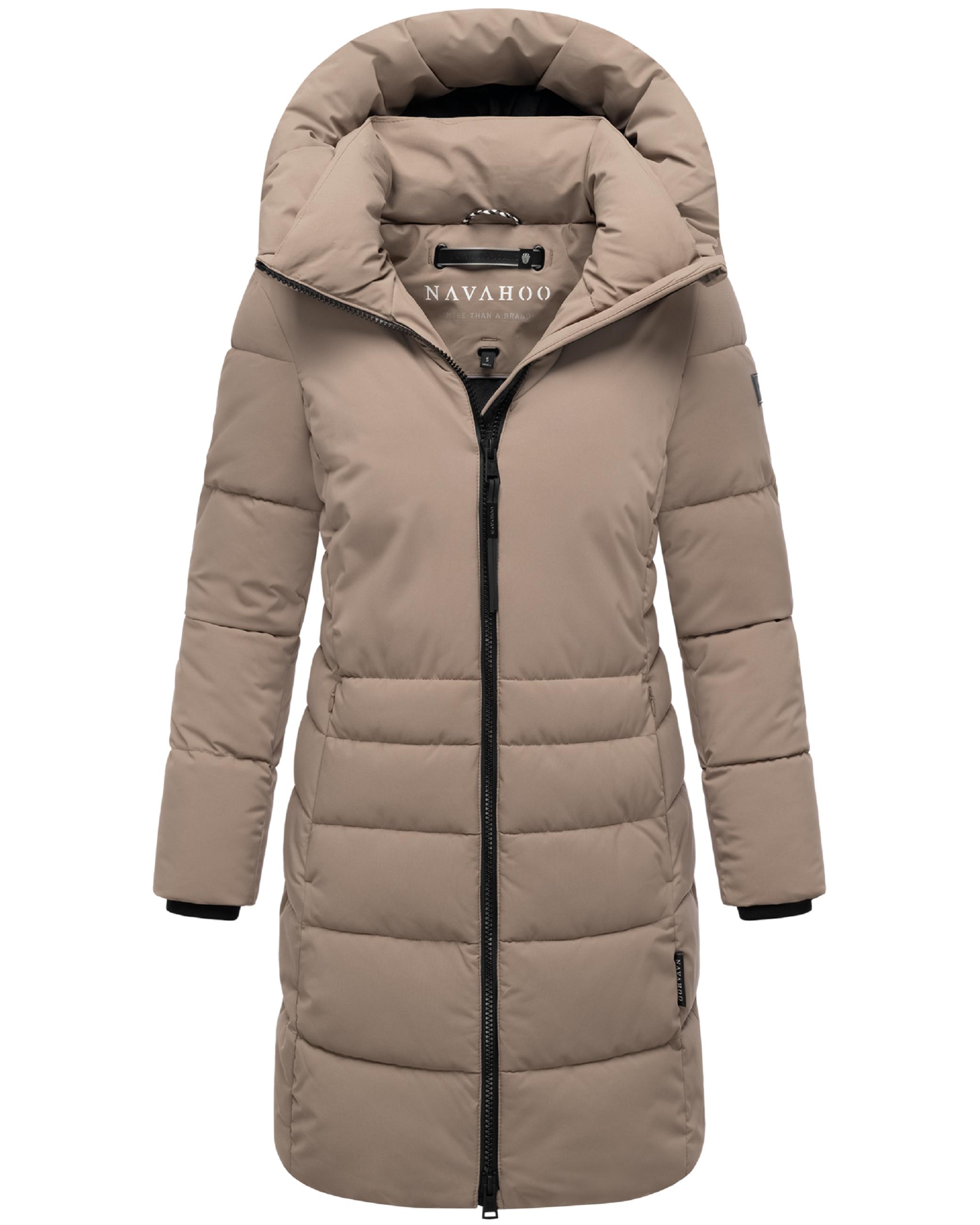 Steppmantel  mit Kapuze "Mondnebel XIV" Taupe Grey