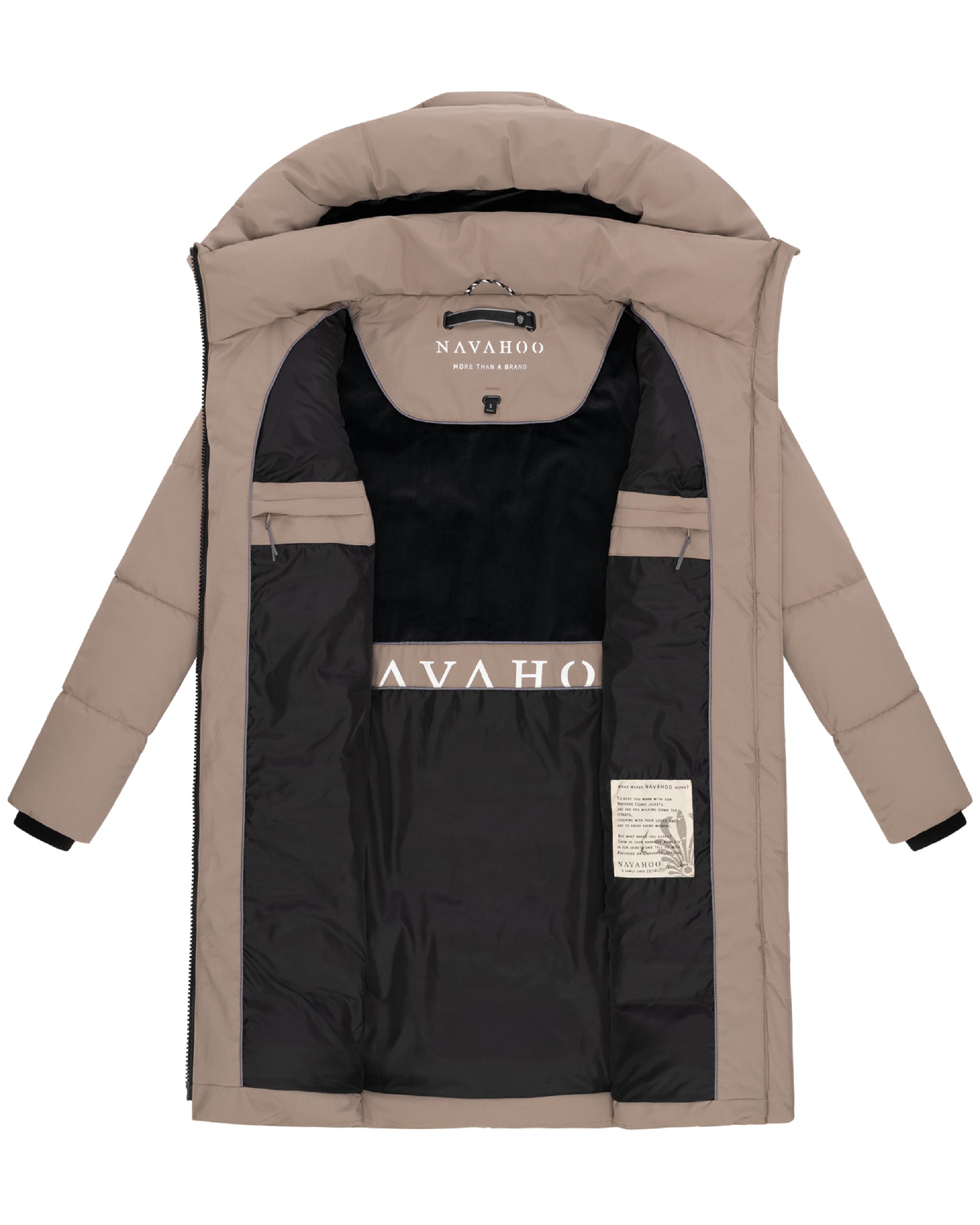 Steppmantel  mit Kapuze "Mondnebel XIV" Taupe Grey