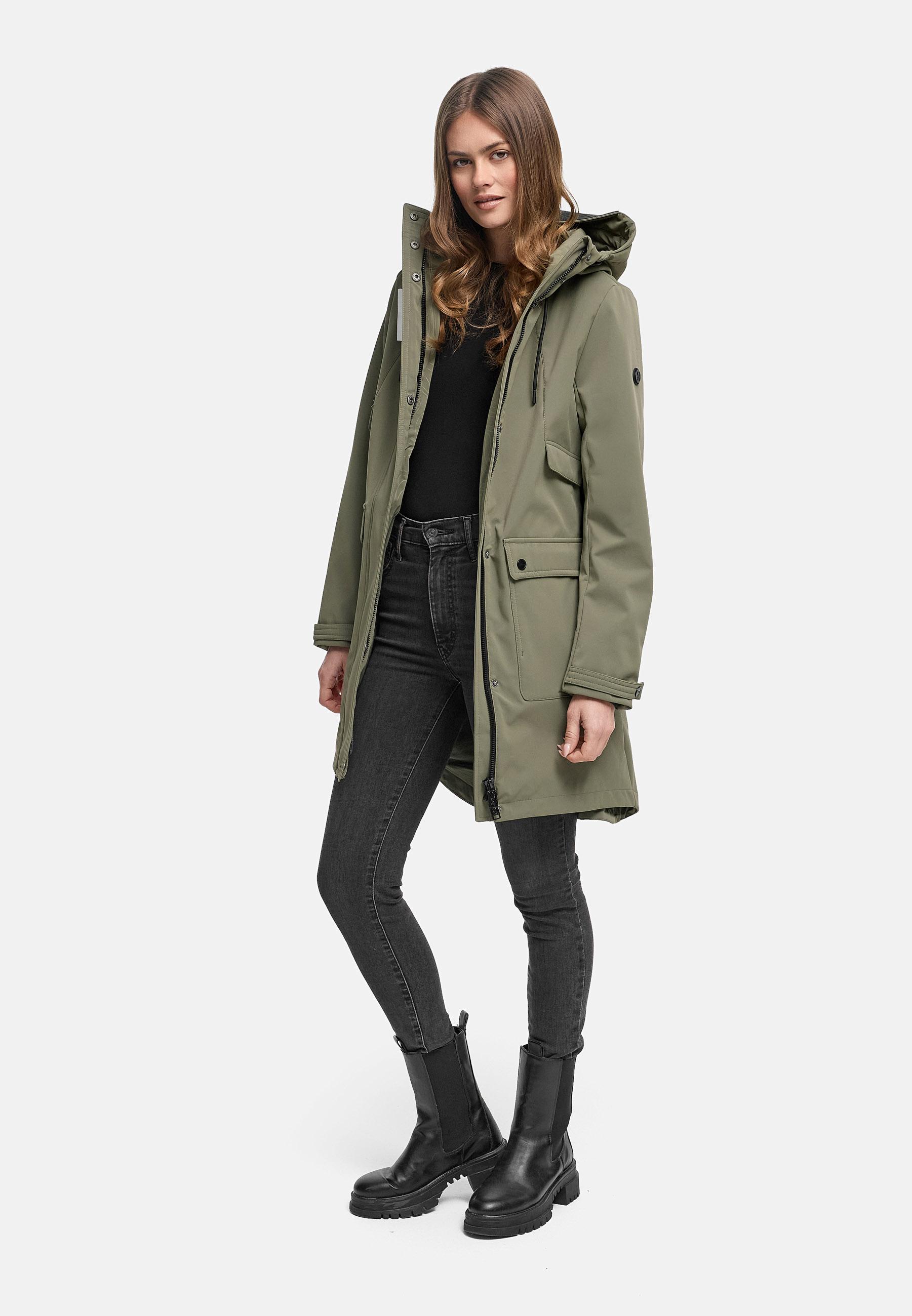 Wasserdichter Softshellmantel für den Übergang "Morgennebel 14" Dusty Olive