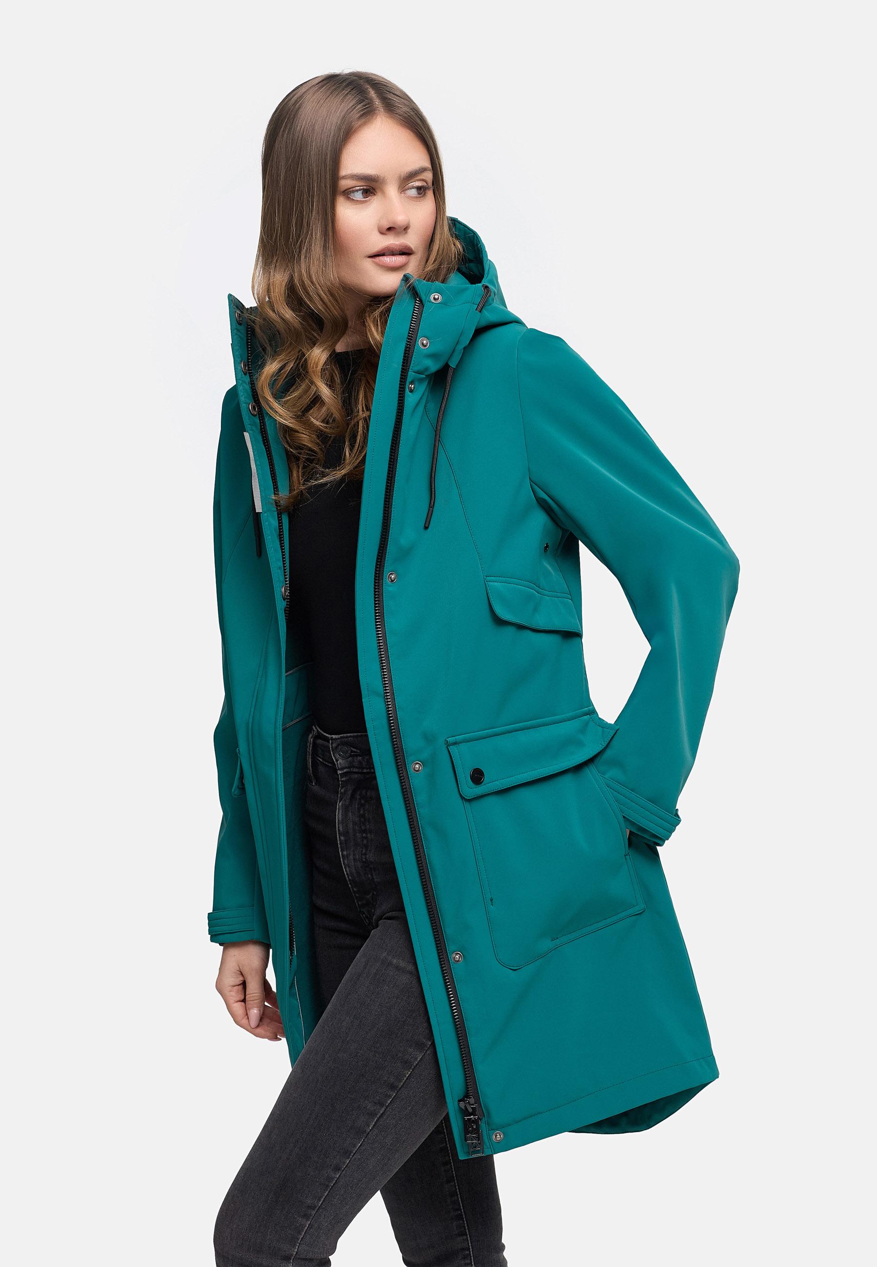 Wasserdichter Softshellmantel für den Übergang "Morgennebel 14" Ocean Green