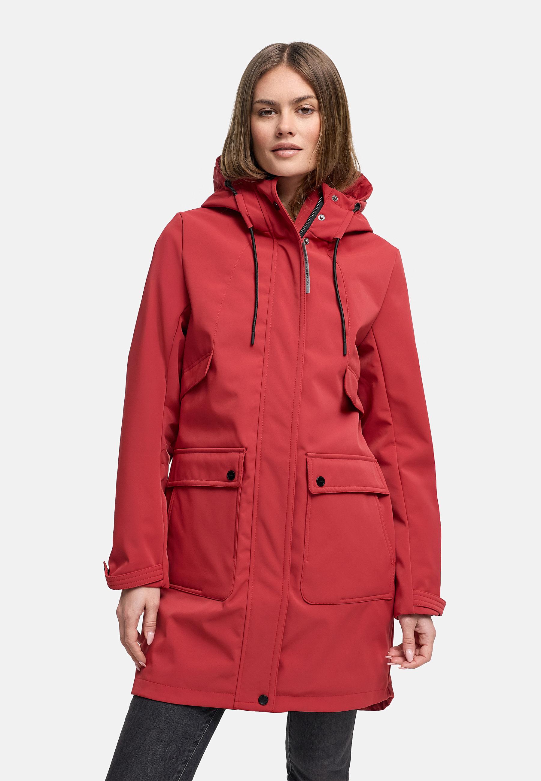 Wasserdichter Softshellmantel für den Übergang "Morgennebel 14" Velvet Red