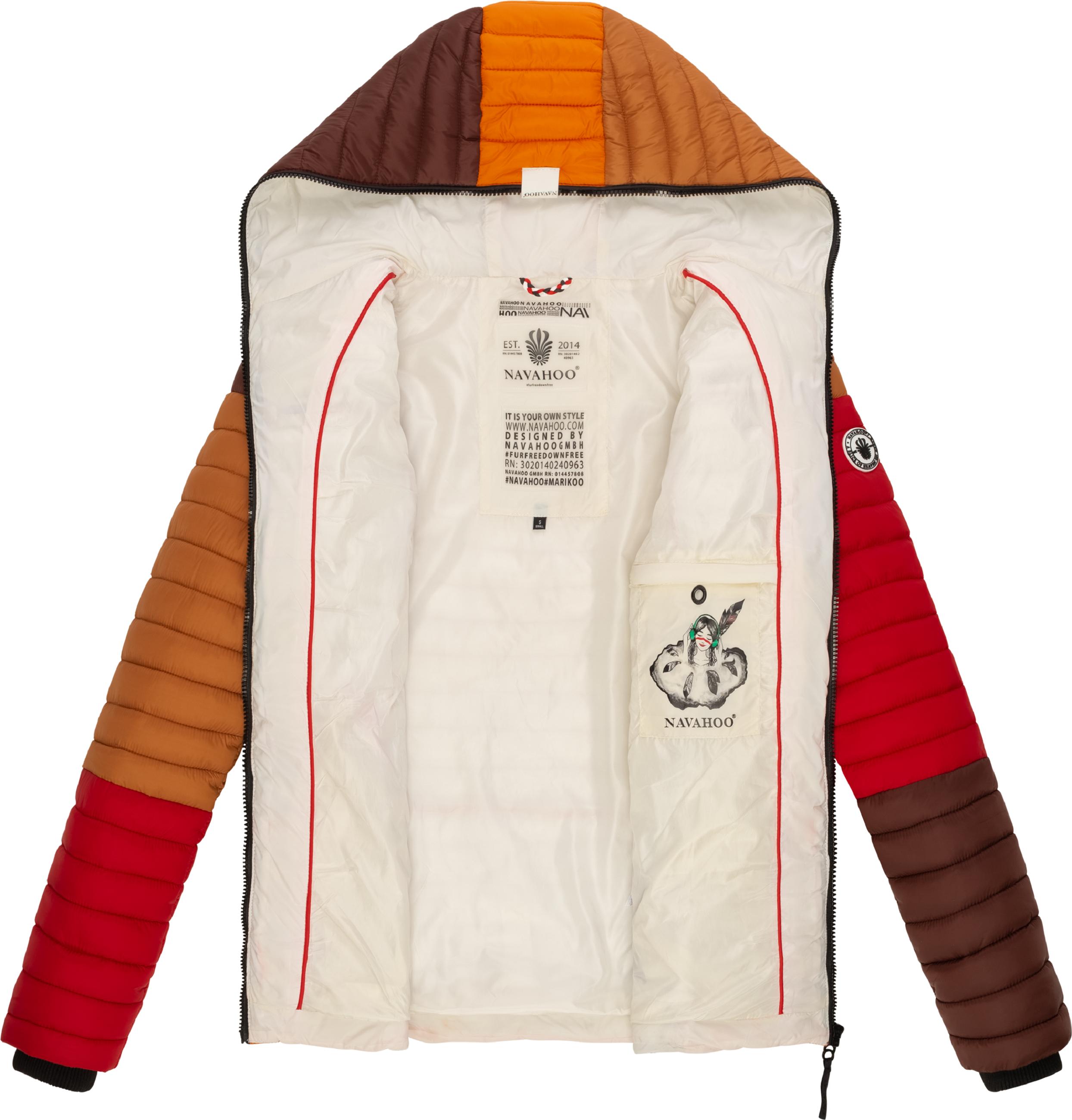 Leichte Steppjacke Colorblocking mit Kapuze "Multikulti" Multicolour Autumn Leaves