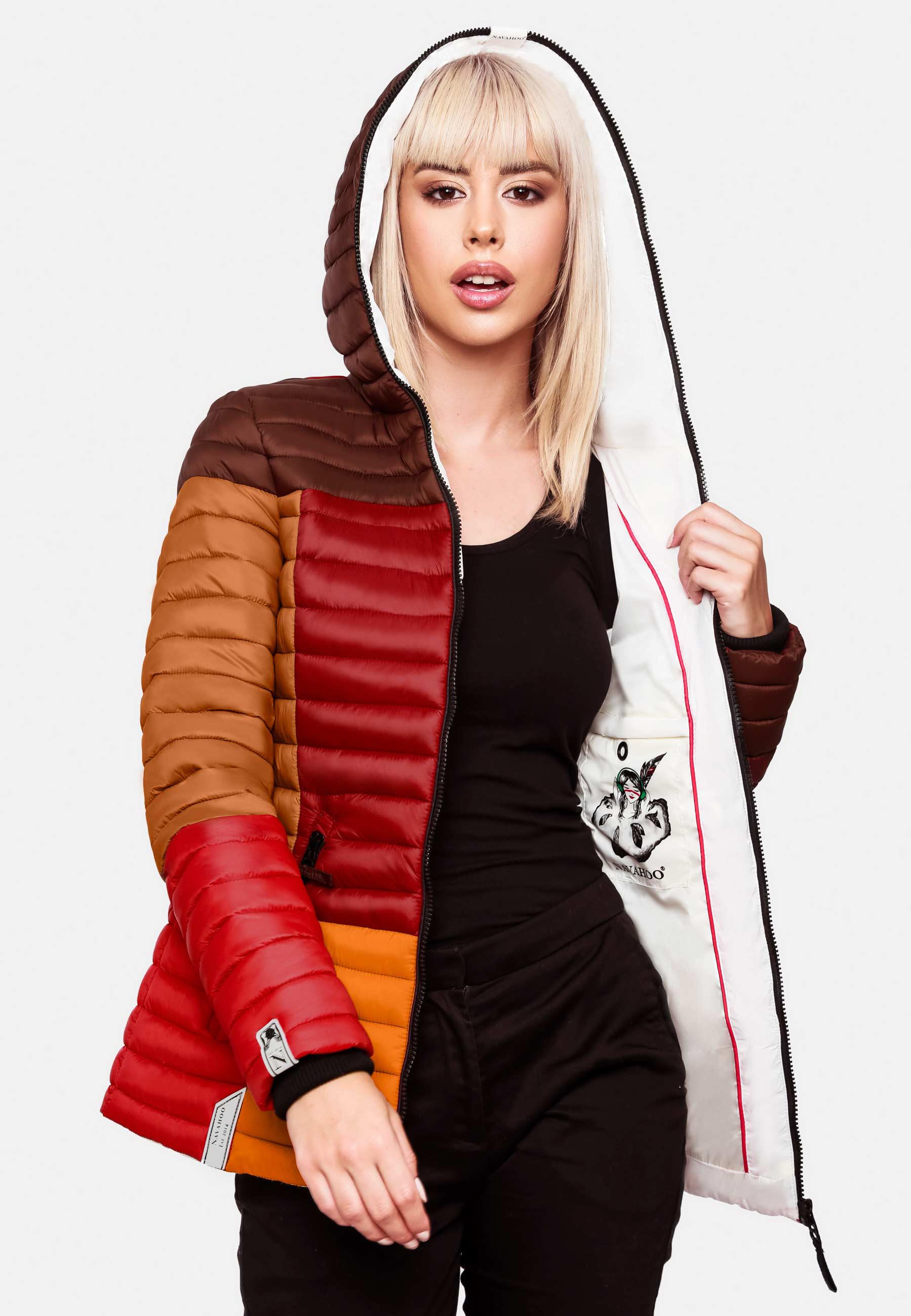 Leichte Steppjacke Colorblocking mit Kapuze "Multikulti" Multicolour Autumn Leaves