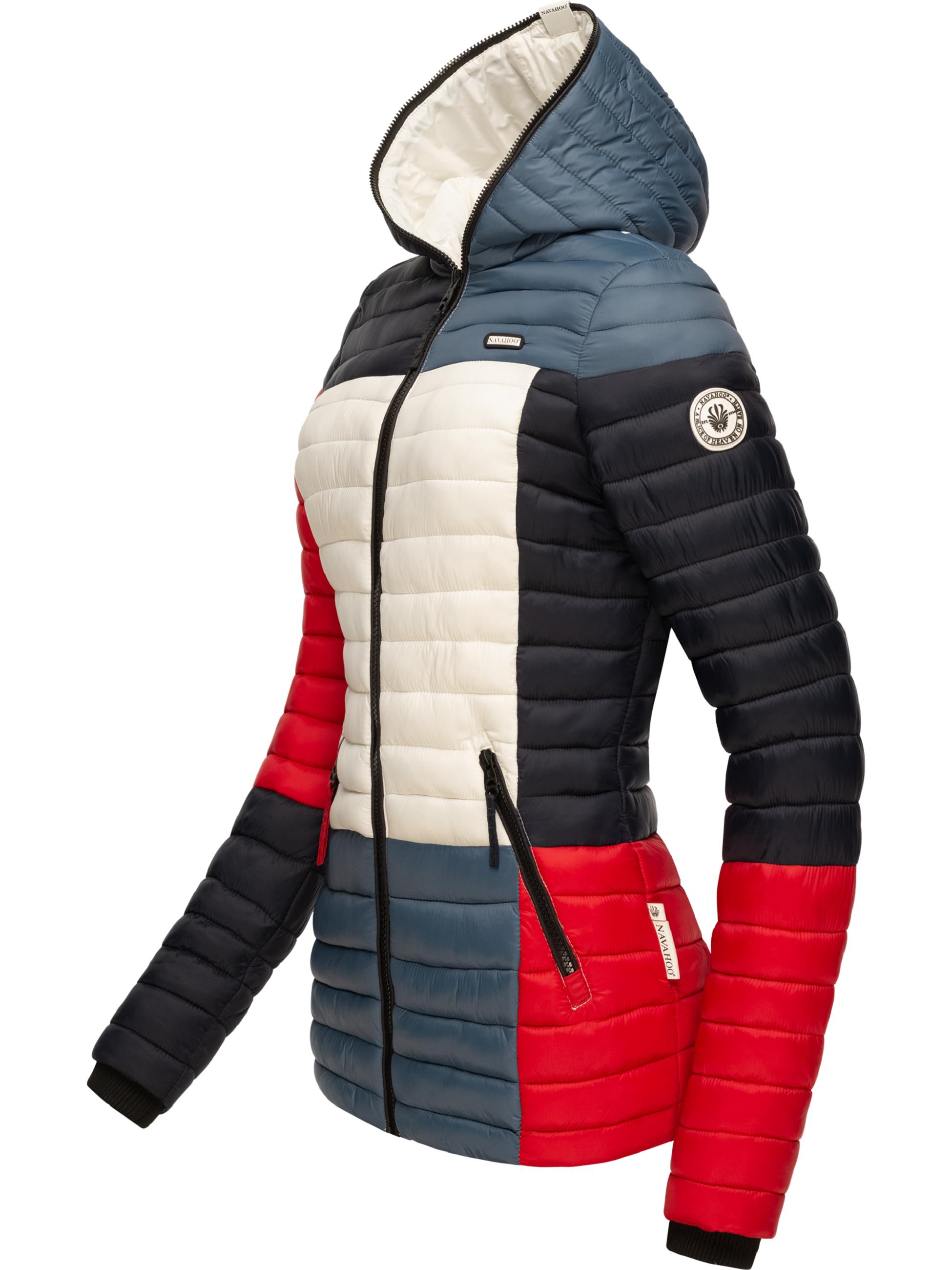 Leichte Steppjacke Colorblocking mit Kapuze "Multikulti" Multicolour French-Tricoloree