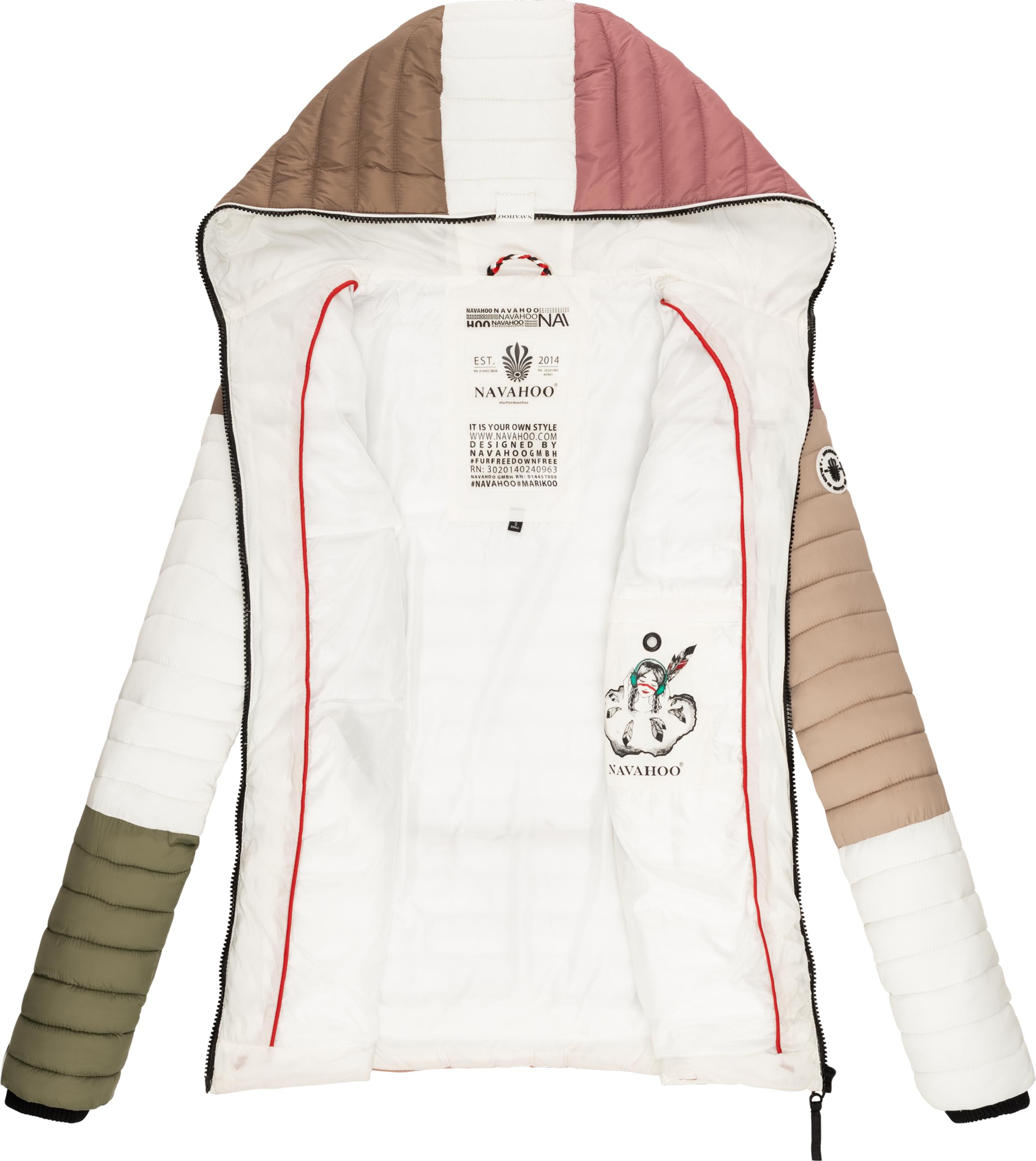 Leichte Steppjacke Colorblocking mit Kapuze "Multikulti" Multicolour Naturals